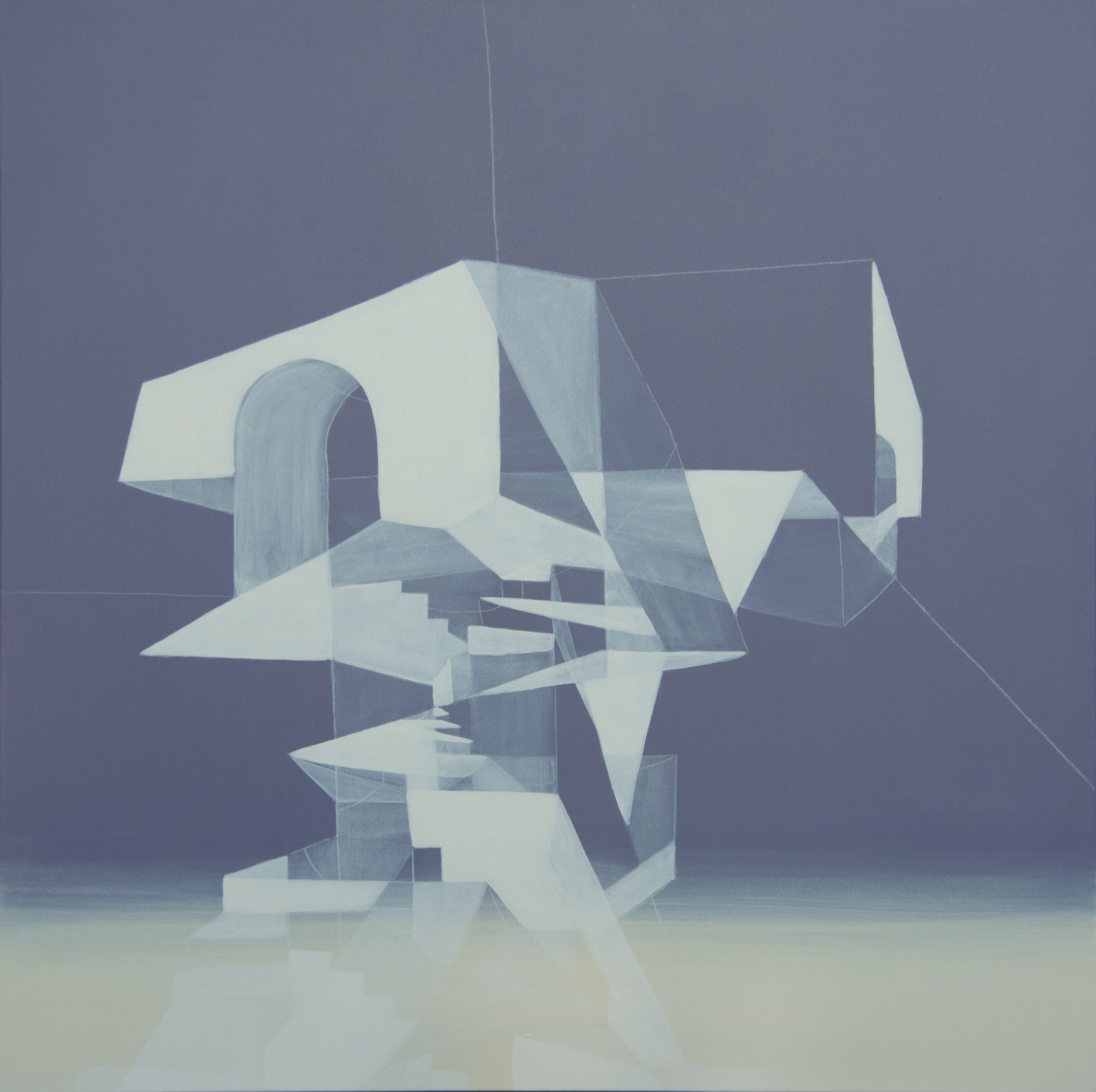 Fold diptych 1 Left, mixed media on canvas, 36" x 36"
