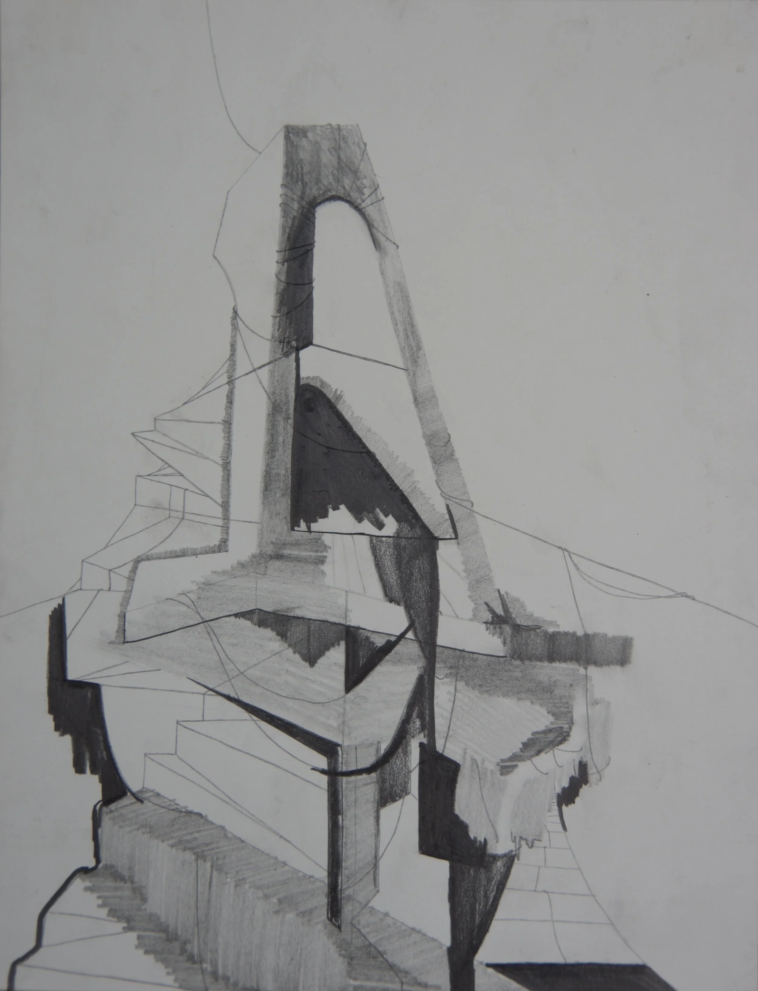 Headstone, graphite on paper, 8.5" x 11" 