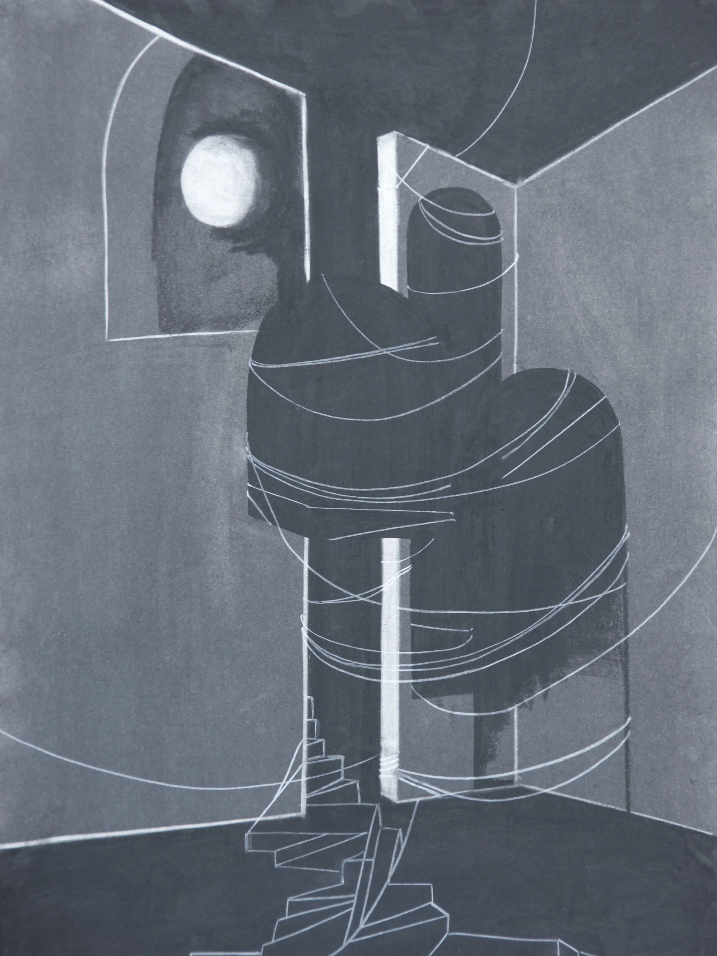 Moon Songs, chalk and charcoal on paper, 18" x 24"
