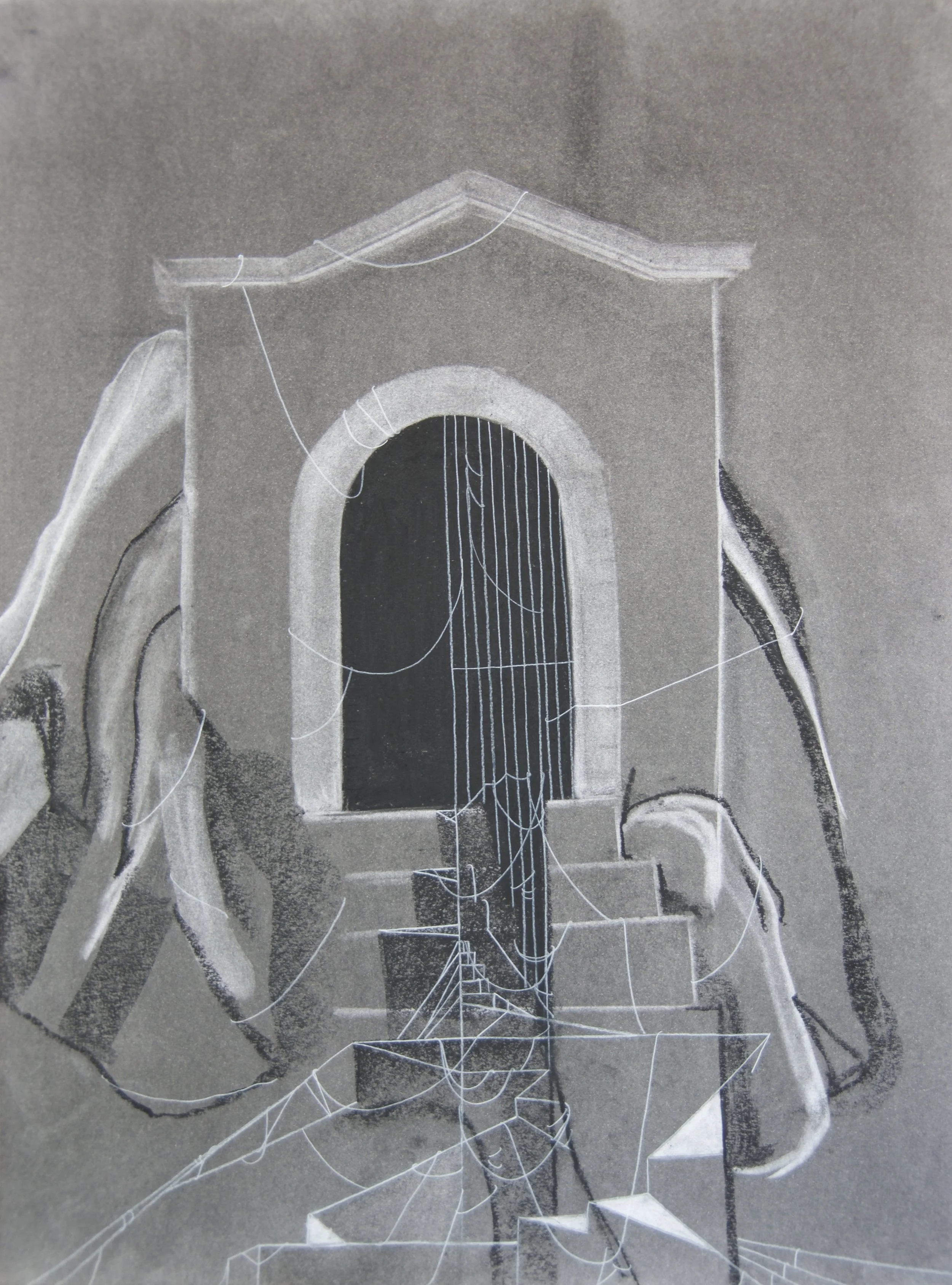 Anta Capela de São Dinis, chalk and charcoal on paper, 18" x 24"