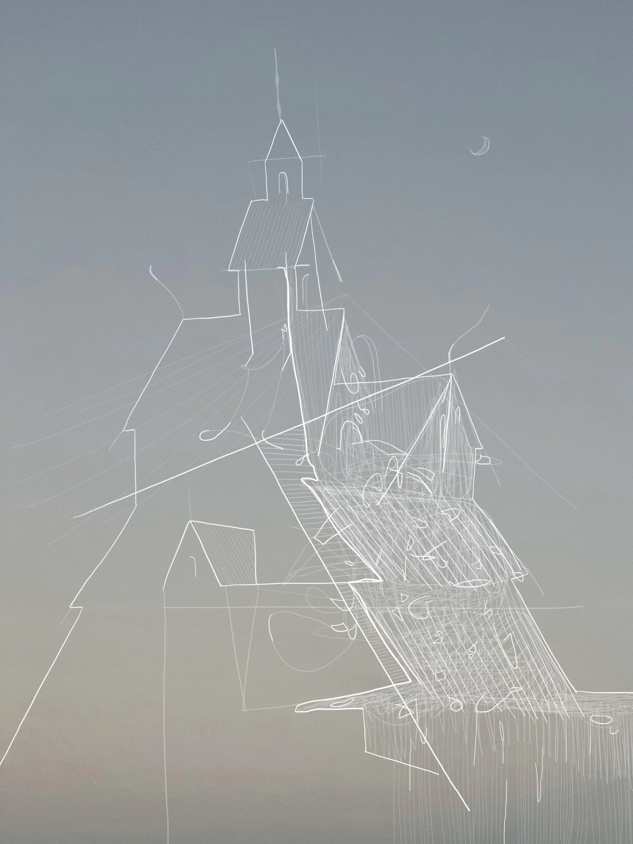 Study Of A Stave Church, digital collage