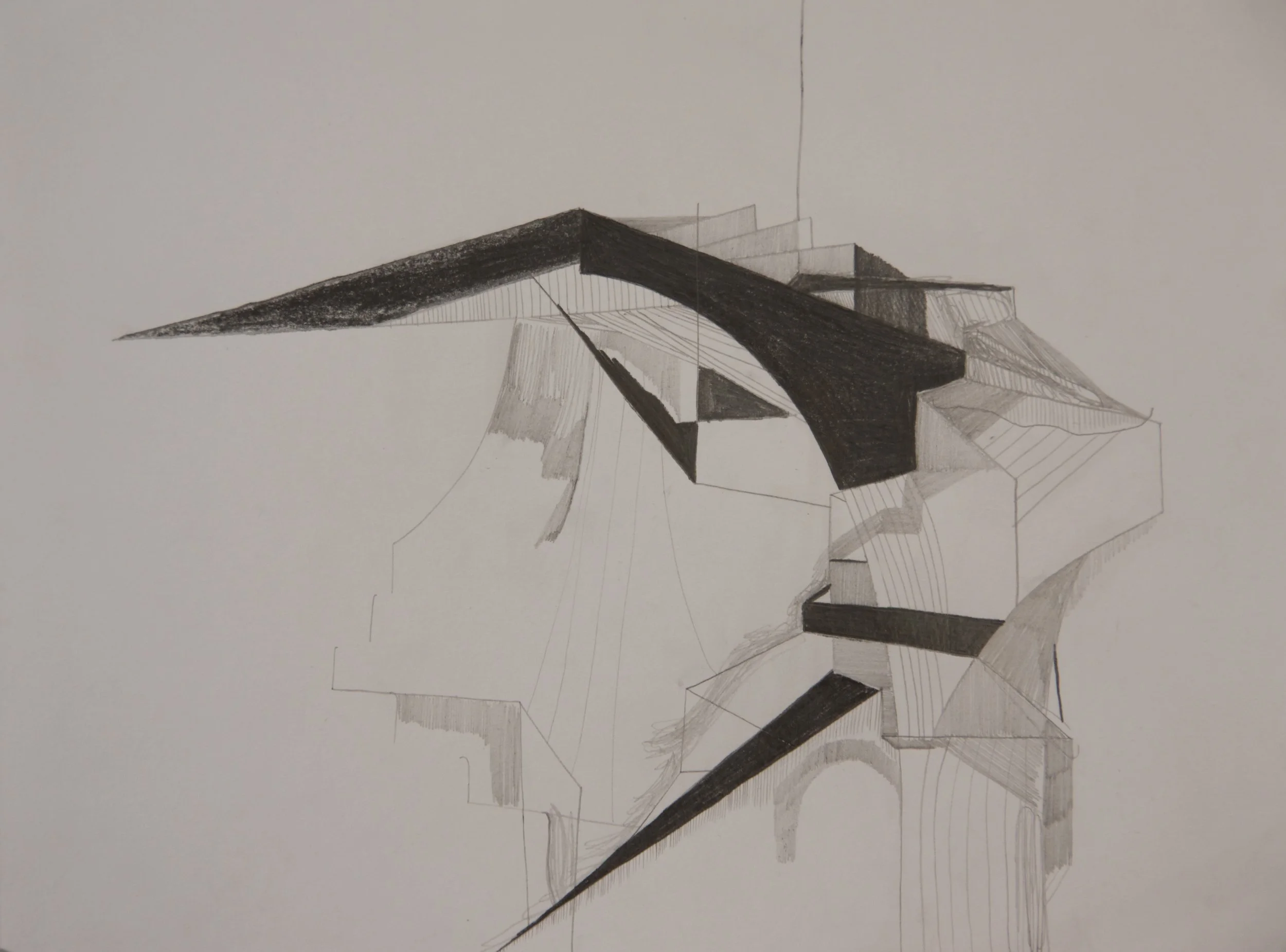 Dirt Truss 4, graphite on paper, 9" x 12"