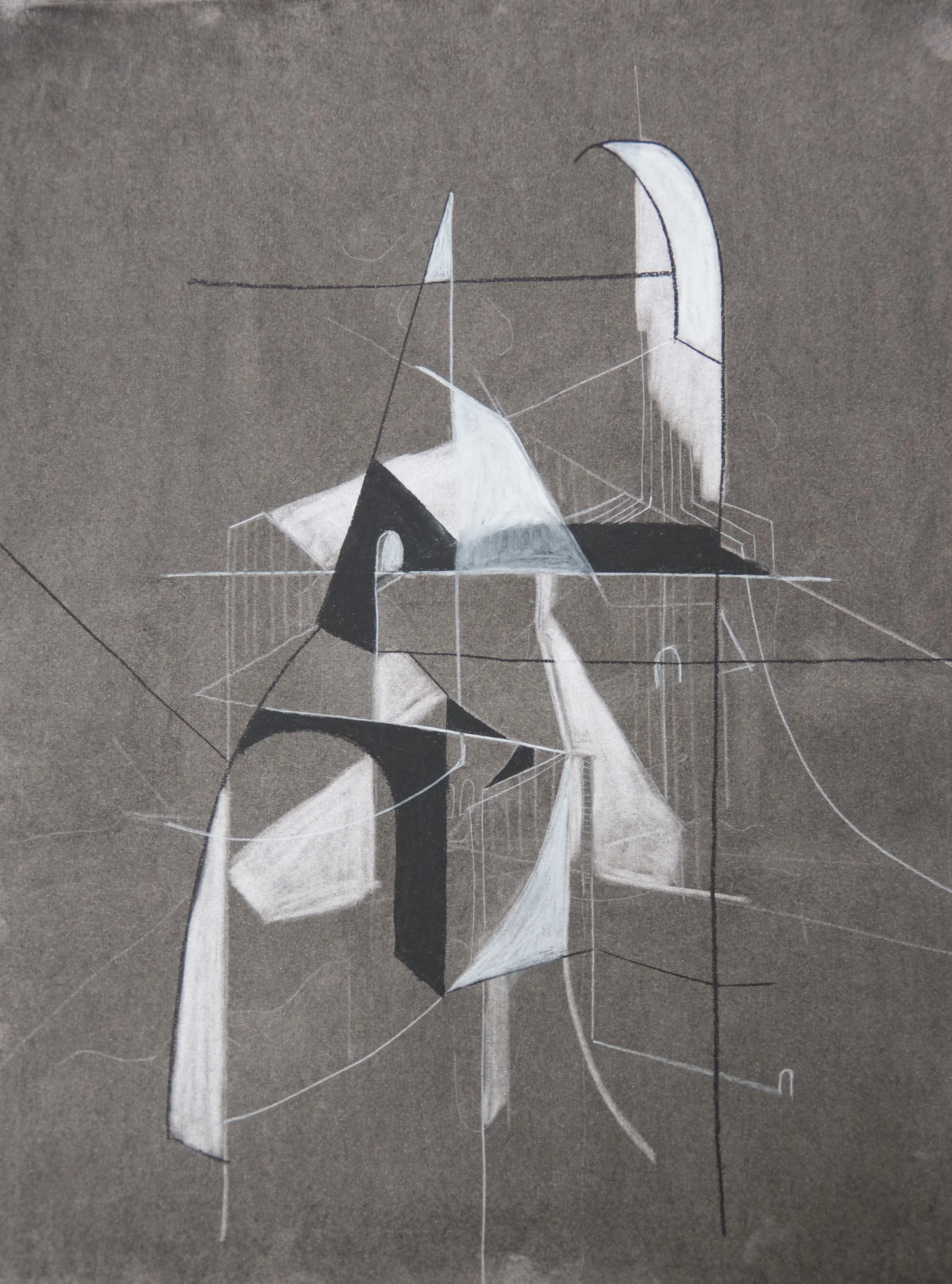 Castles, chalk and charcoal on paper, 18" x 24"