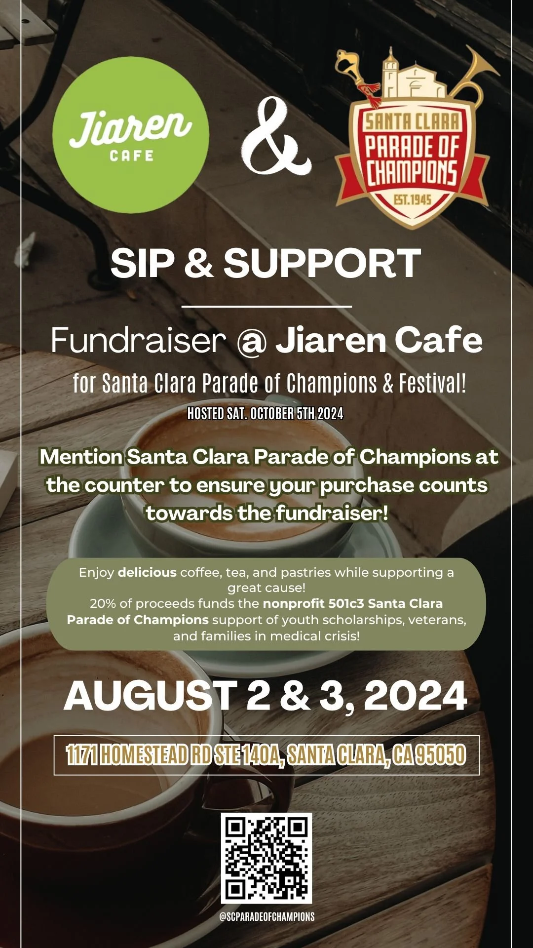 Sip &amp; Support: August 2nd and 3rd Fundraiser @ Jiaren Cafe
