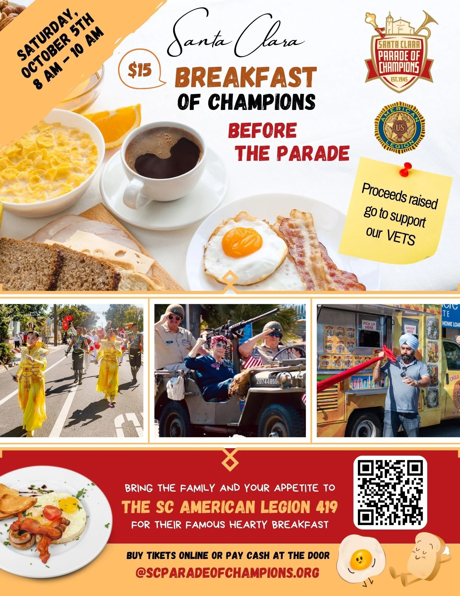 Meet our 2024 Santa Clara Parade of Champions Grand Marshals on October 5th and have Breakfast!  