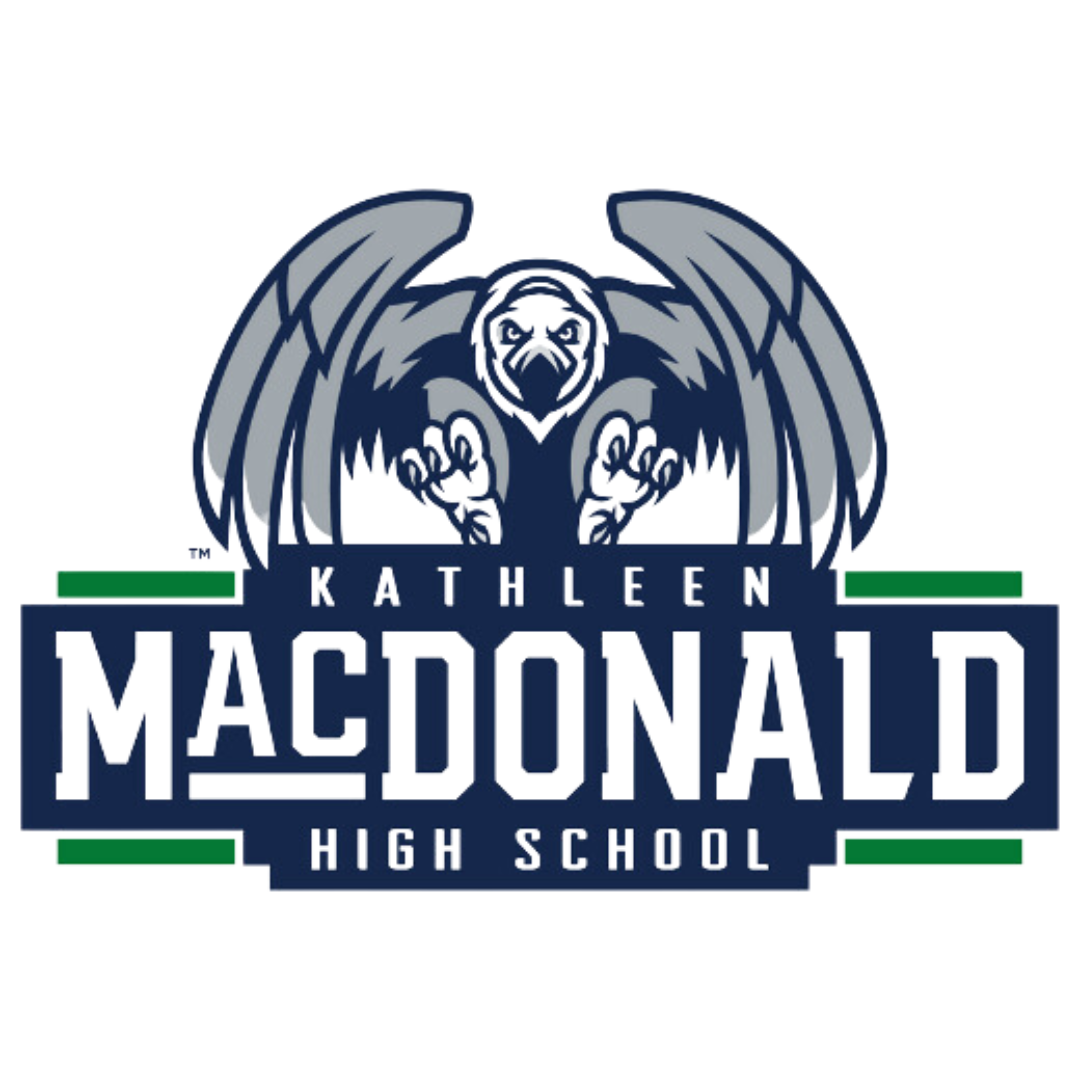 Logo for Kathleen MacDonald High School featuring an eagle, with the school name written below.