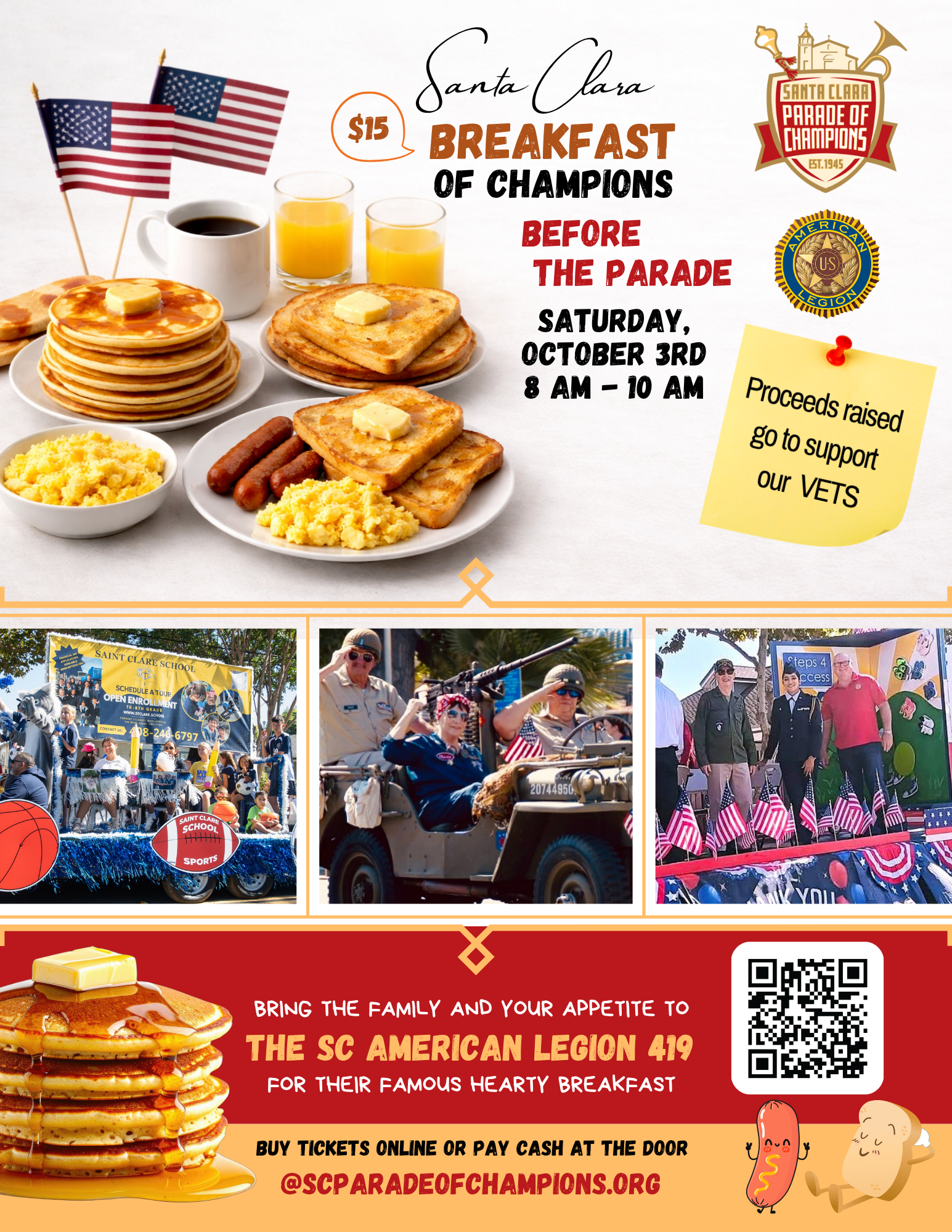 Parade DAY: "Meet the Grand Marshals!" Breakfast of Champions!