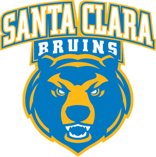 Logo of Santa Clara Bruins featuring a fierce bear's face in blue and gold with the team name and school name above.