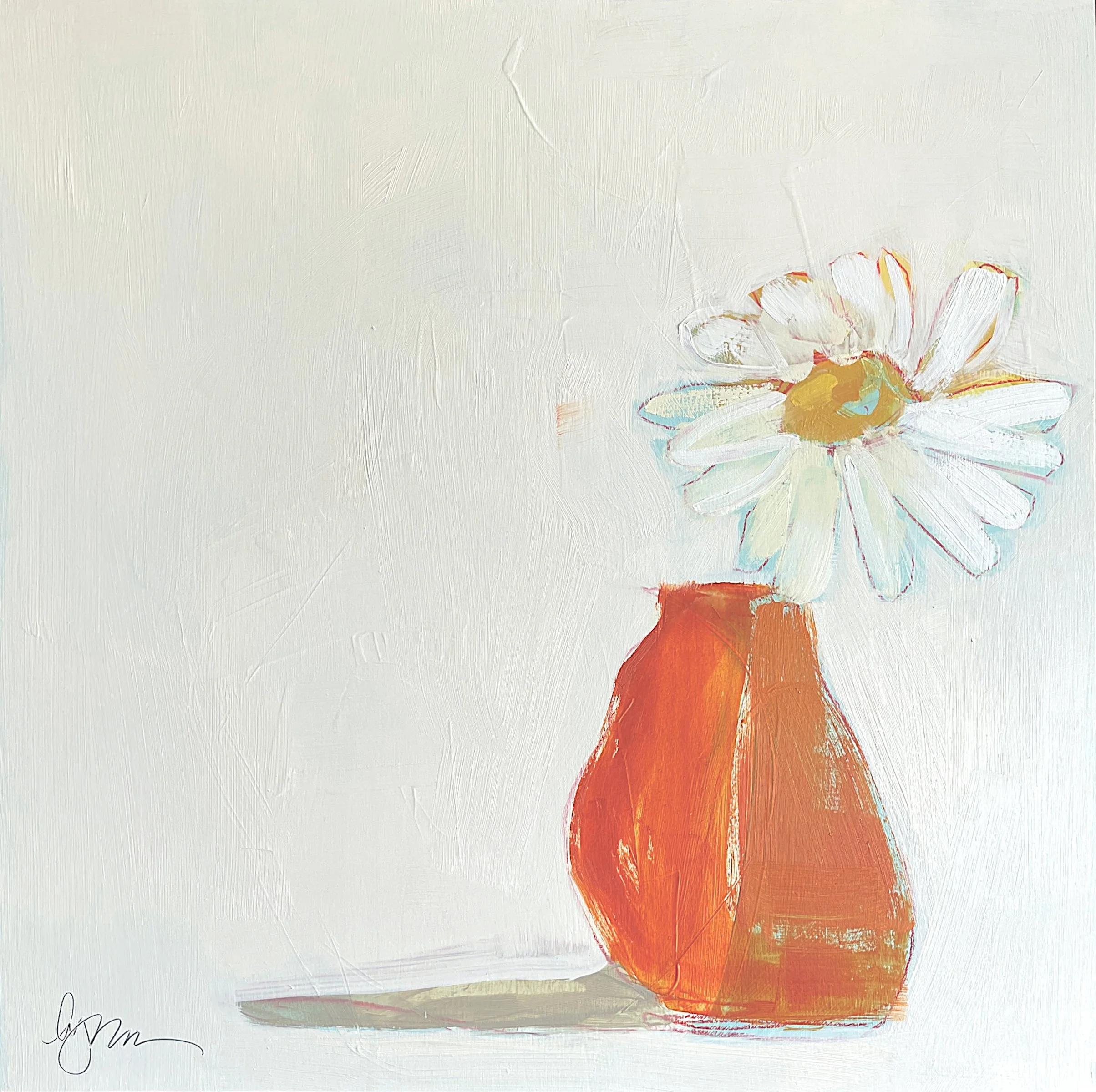 daisy 24 x 24 oil/waxed pastel on cradled birch panel | Shain Gallery Charlotte NC