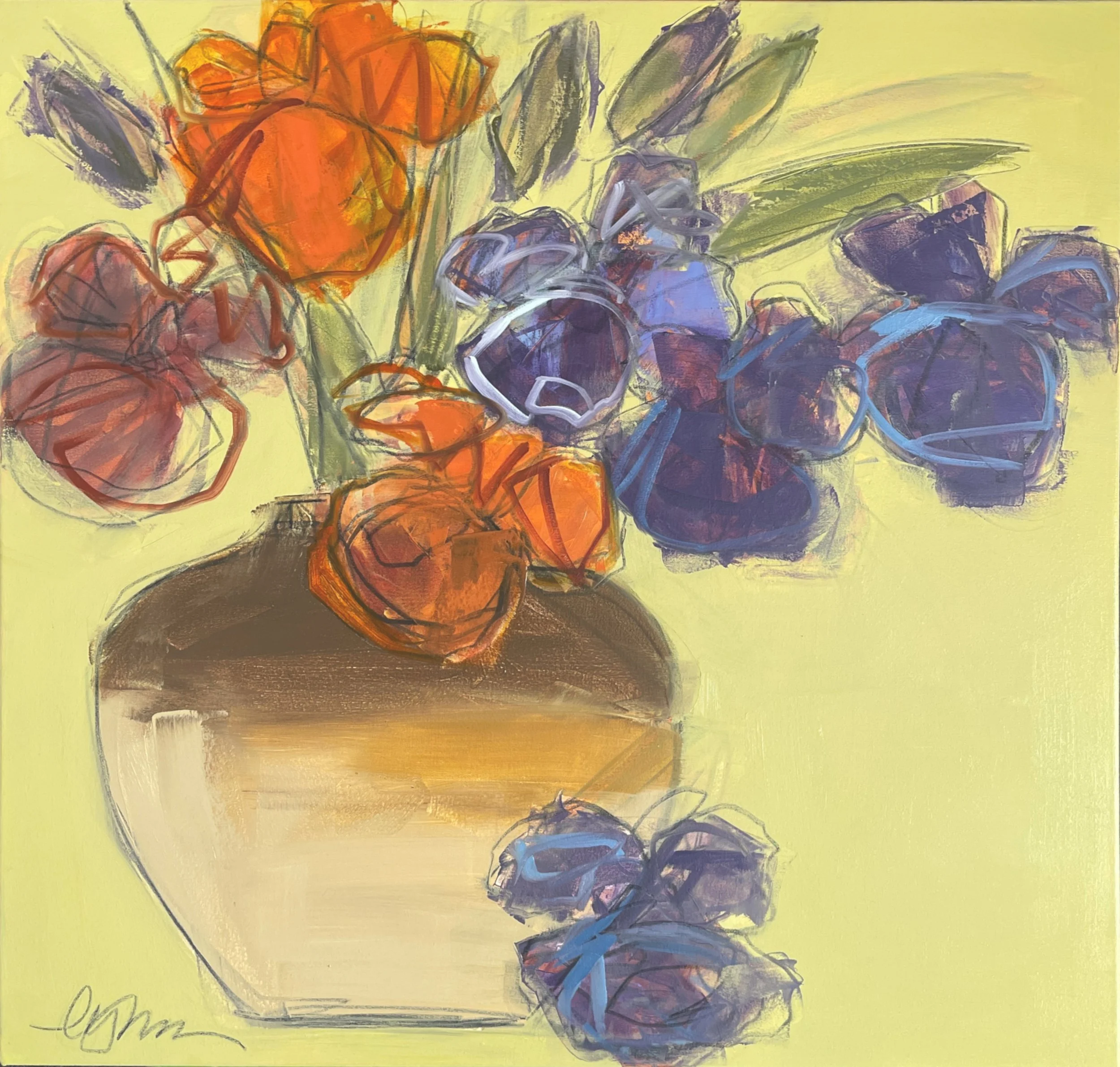 wasabi 40 x 40 oil/waxed pastel on canvas | The Art Agency Surrey UK