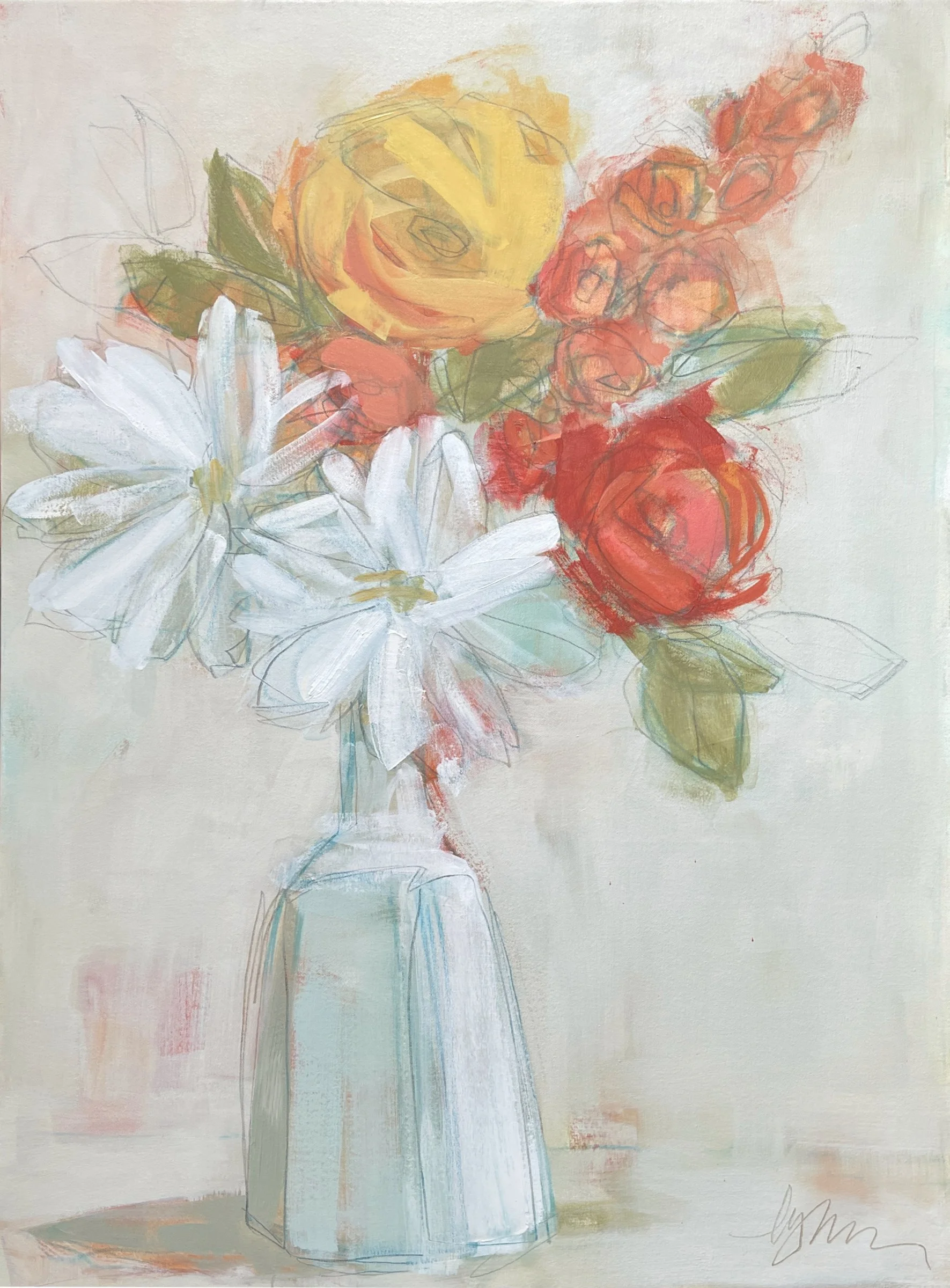 flourish 2.0 40 x 30 oil/waxed pastel/graphite on canvas | Anne Irwin Fine Art Atlanta GA