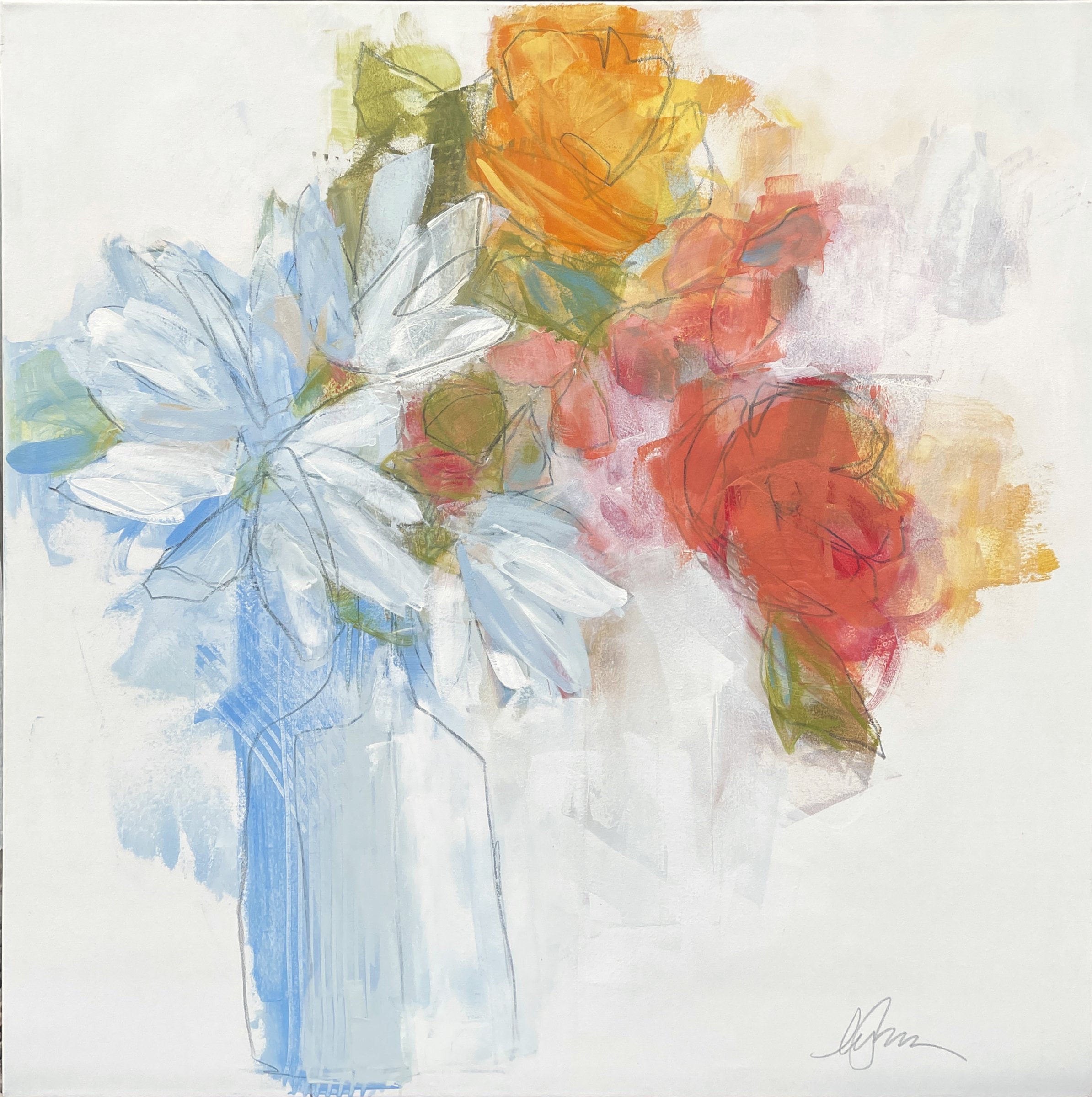 flourish 48 x 48 oil/mixed media on canvas 2025 | Anne Irwin Fine Art ATL
