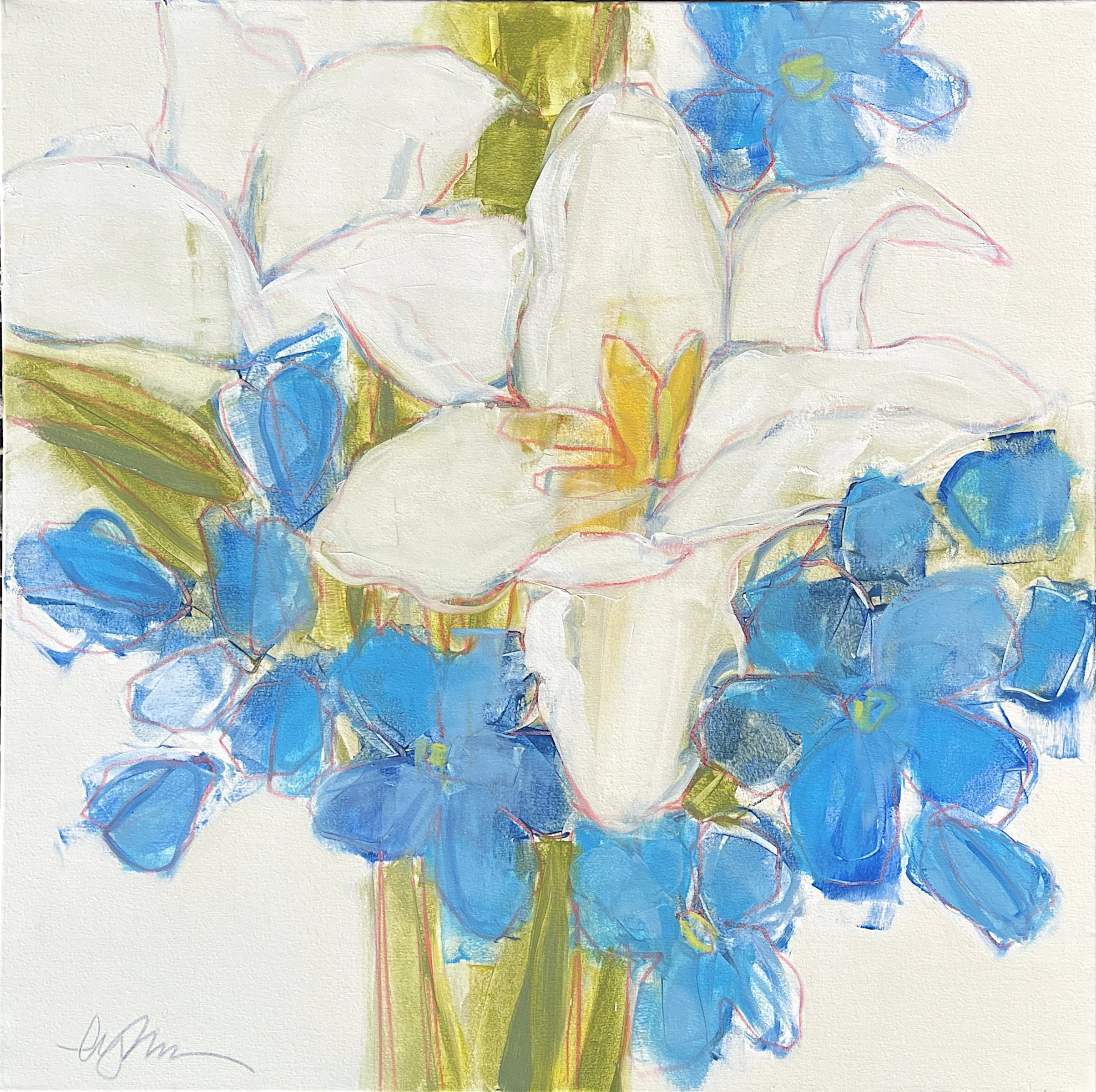 periwinkle 40 x 40 oil/waxed pastel on canvas | Shain Gallery Charlotte NC