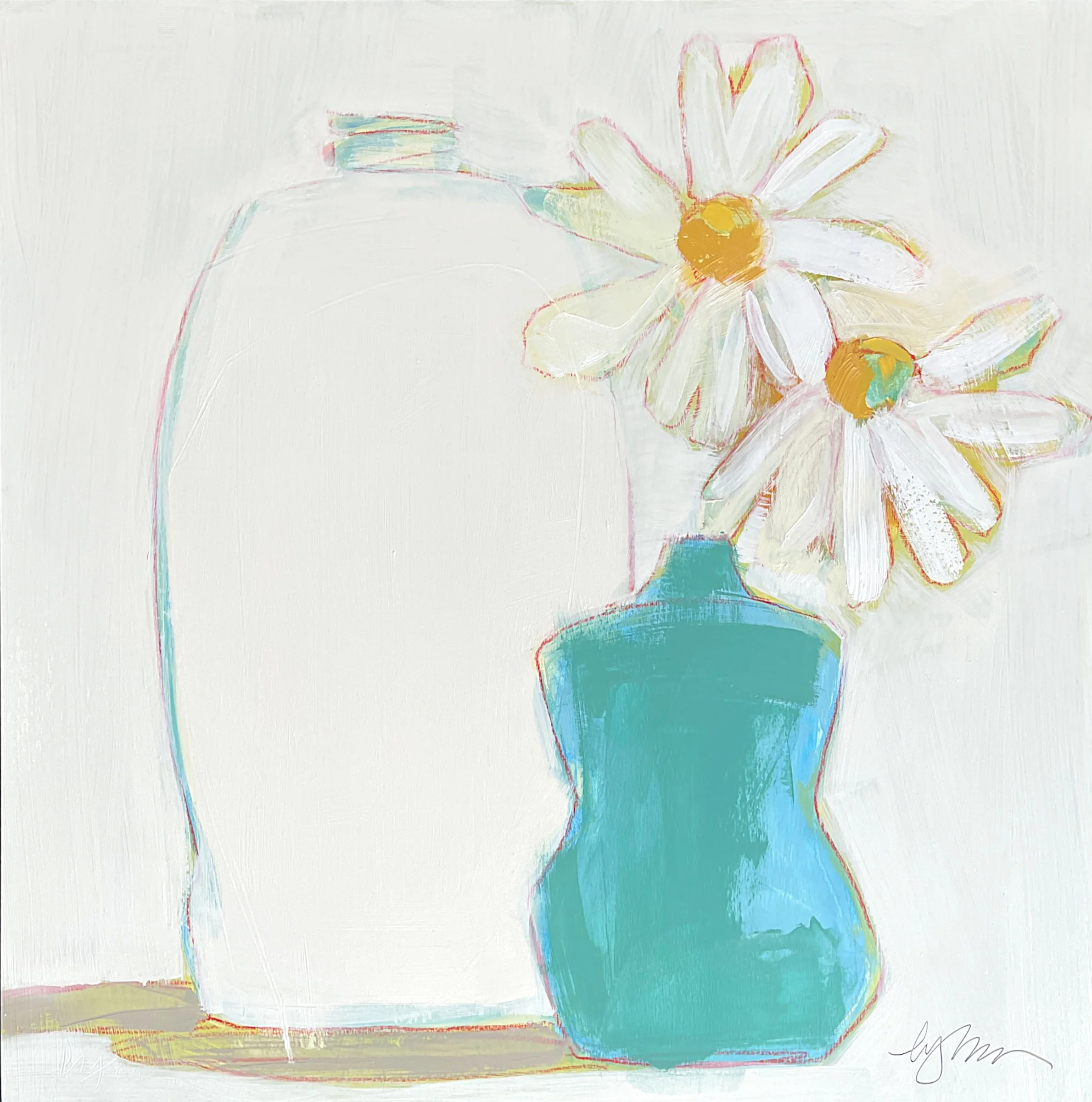 daisy deux 24 x 24 oil/waxed pastel on cradled birch panel | Shain Gallery Charlotte NC