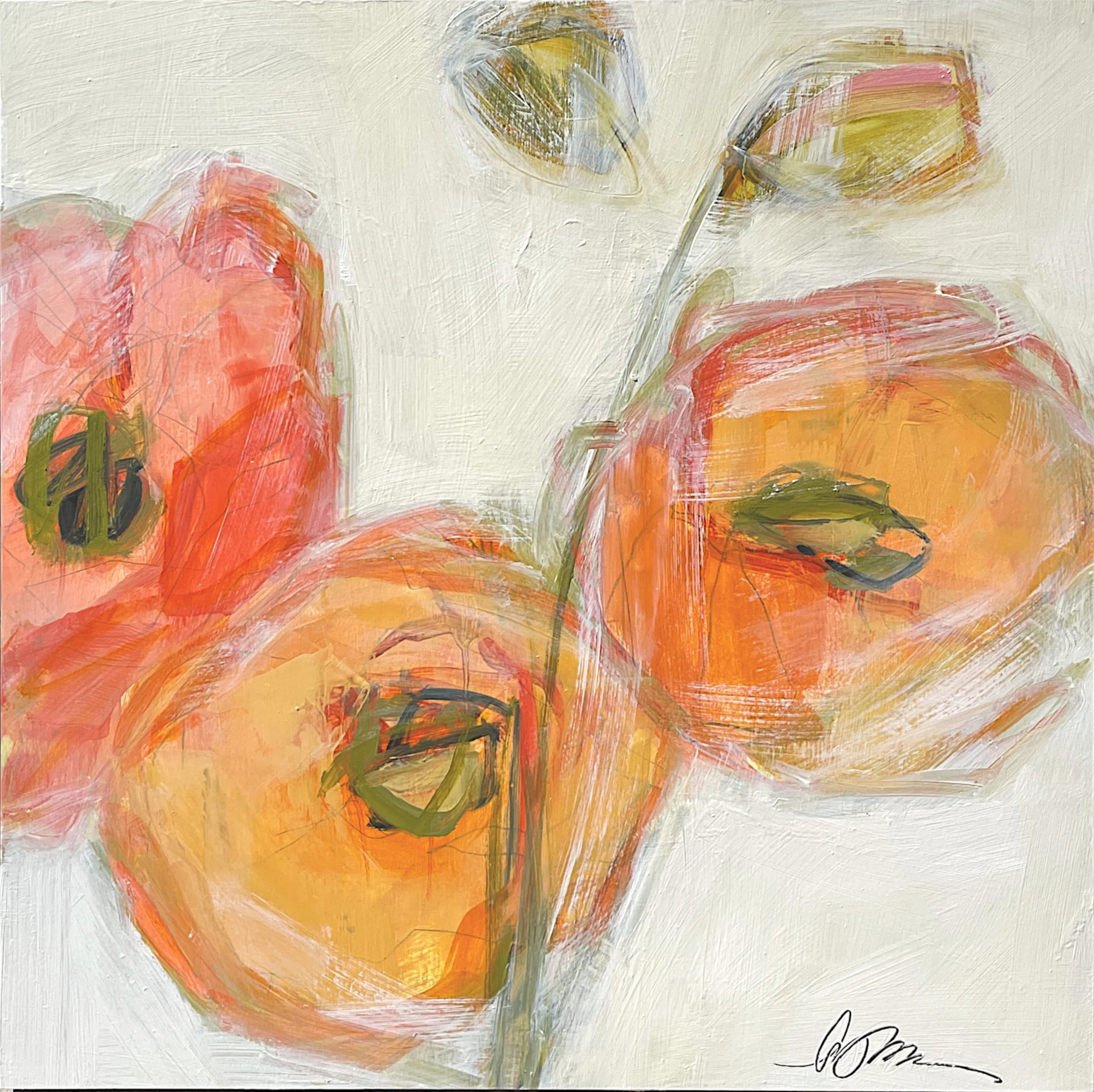 poppy summer 24 x 24 oil/graphite on cradled birch panel 2025