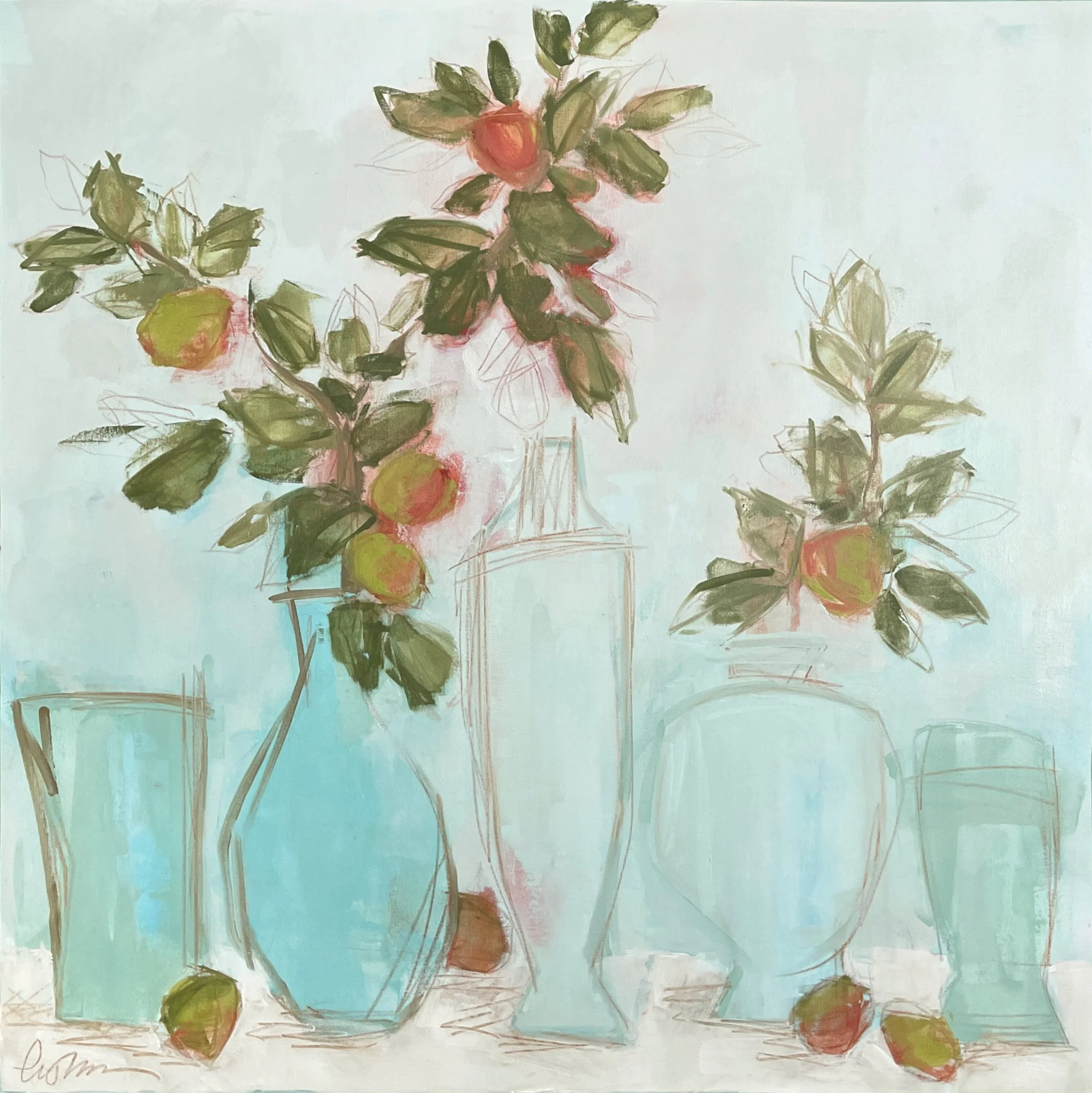 quince 46 x 46 oil/wax pastel on canvas | Shain Gallery Charlotte NC
