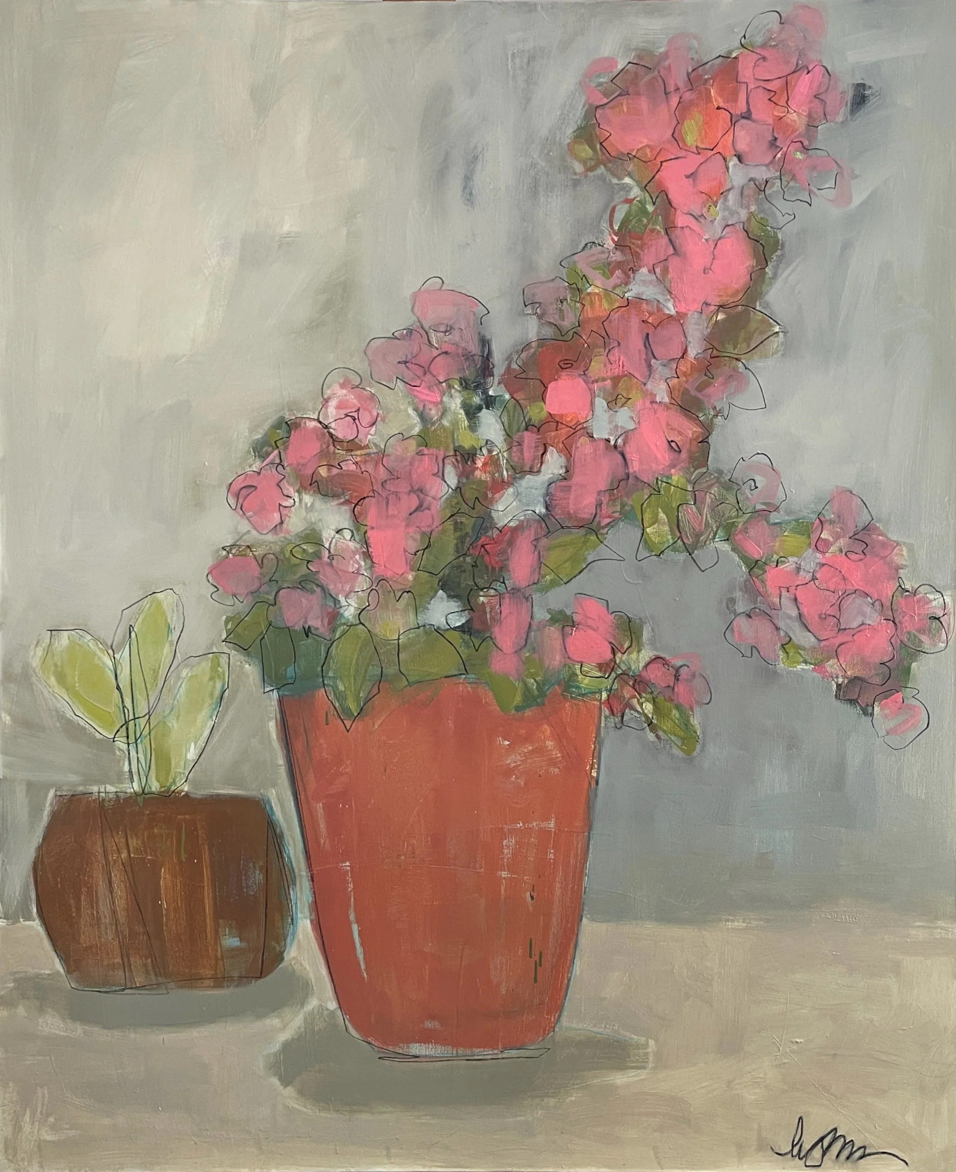 porch series: bougainvillea 72 x 60 oil/wax pastel on canvas (coming soon)