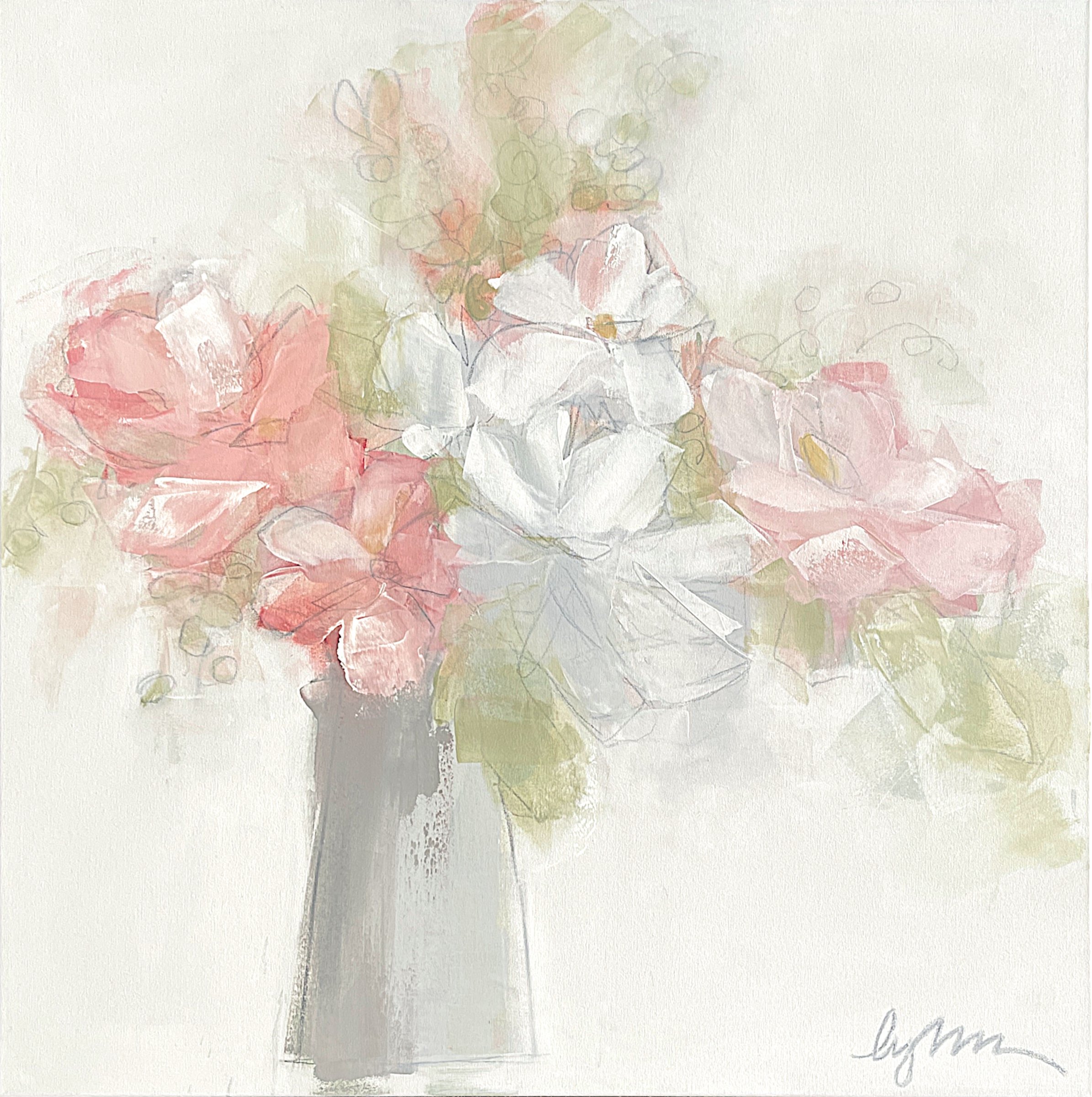 cotton candy 40 x 40 oiil/mixed media on canvas 2025 | Anne Irwin Fine Art ATL