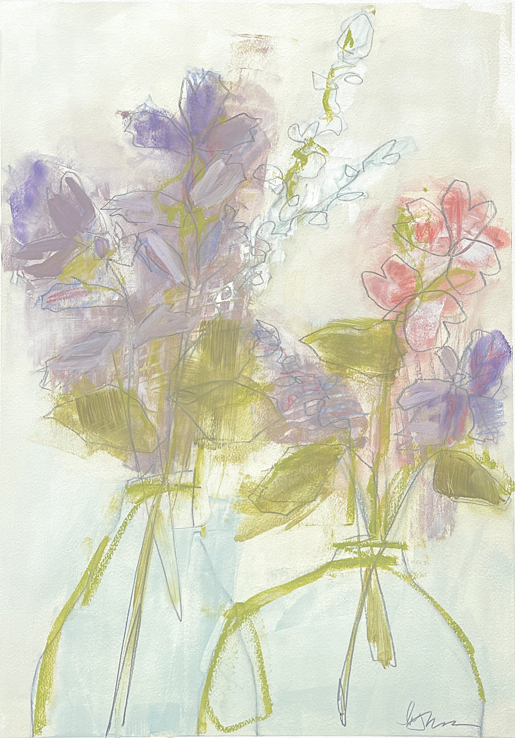 printemps no.2 26 x 18.5 oil/mixed media on 140lb (300 gsm) cotton archival paper 2025 | Anne Irwin Fine Art ATL