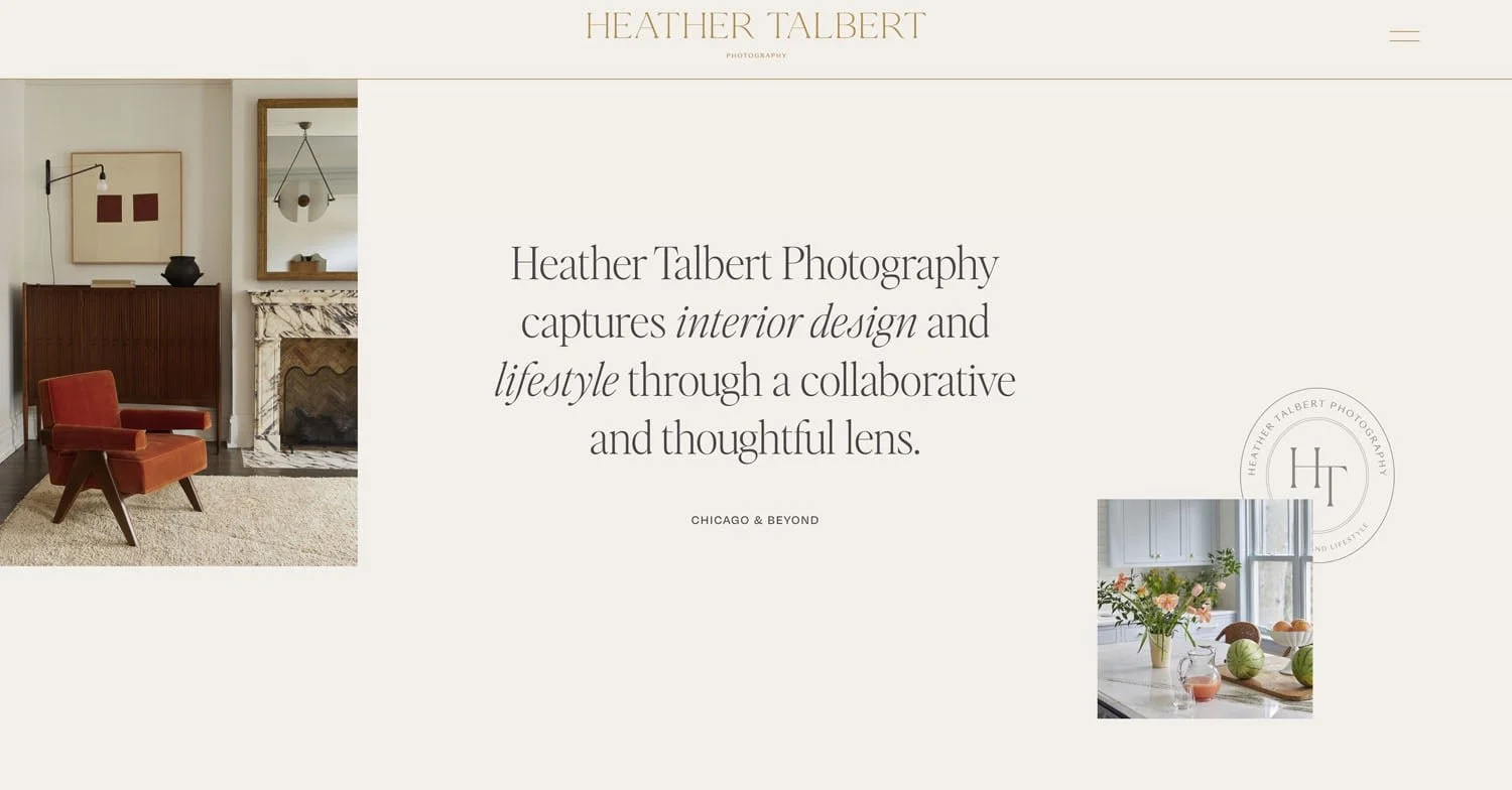 Heather talbert website example of scattered images
