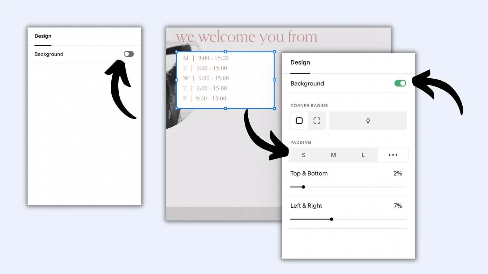 Adding background to text block on squarespace