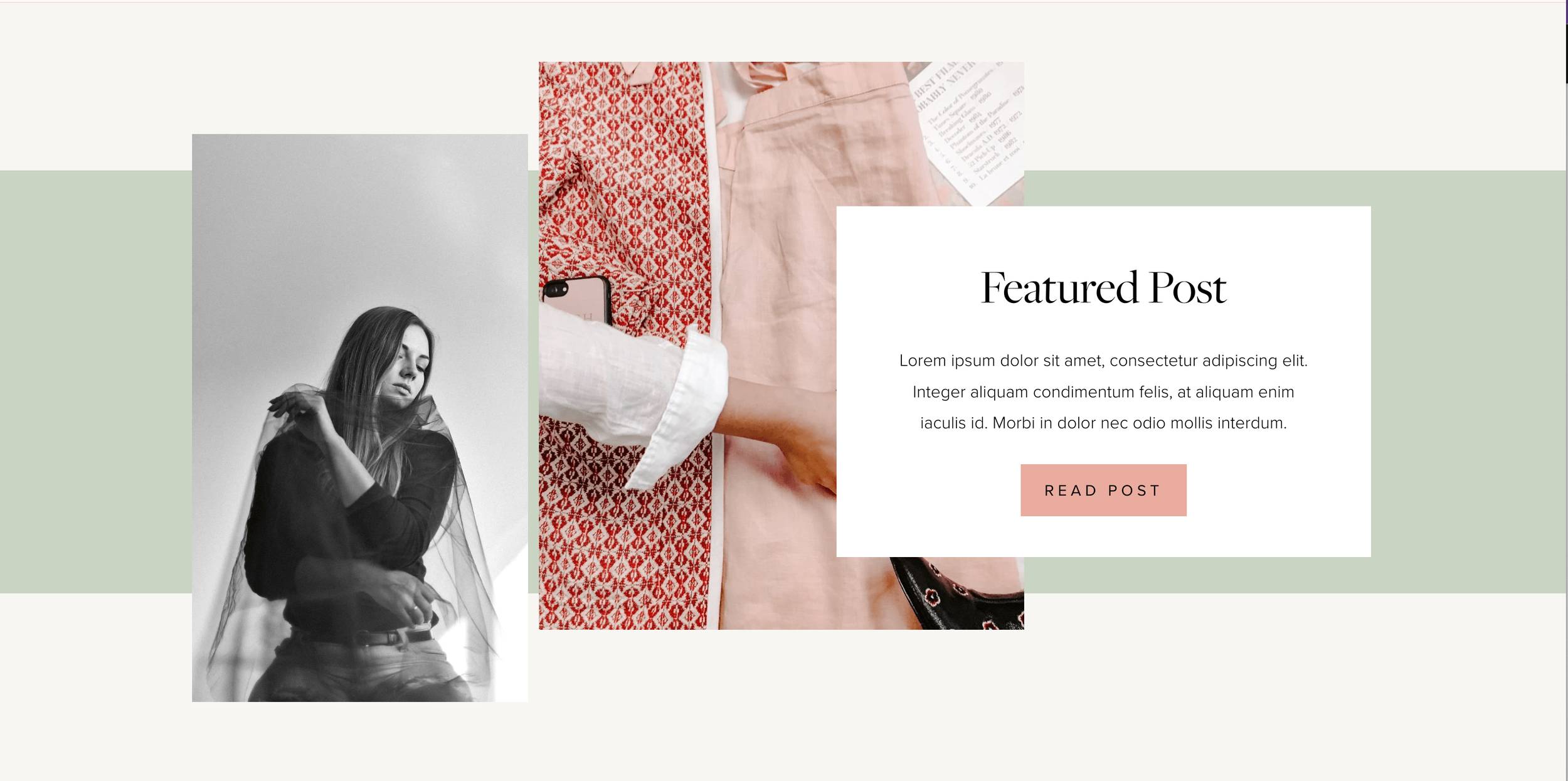 Homepage Inspiration for how to feature a blog post