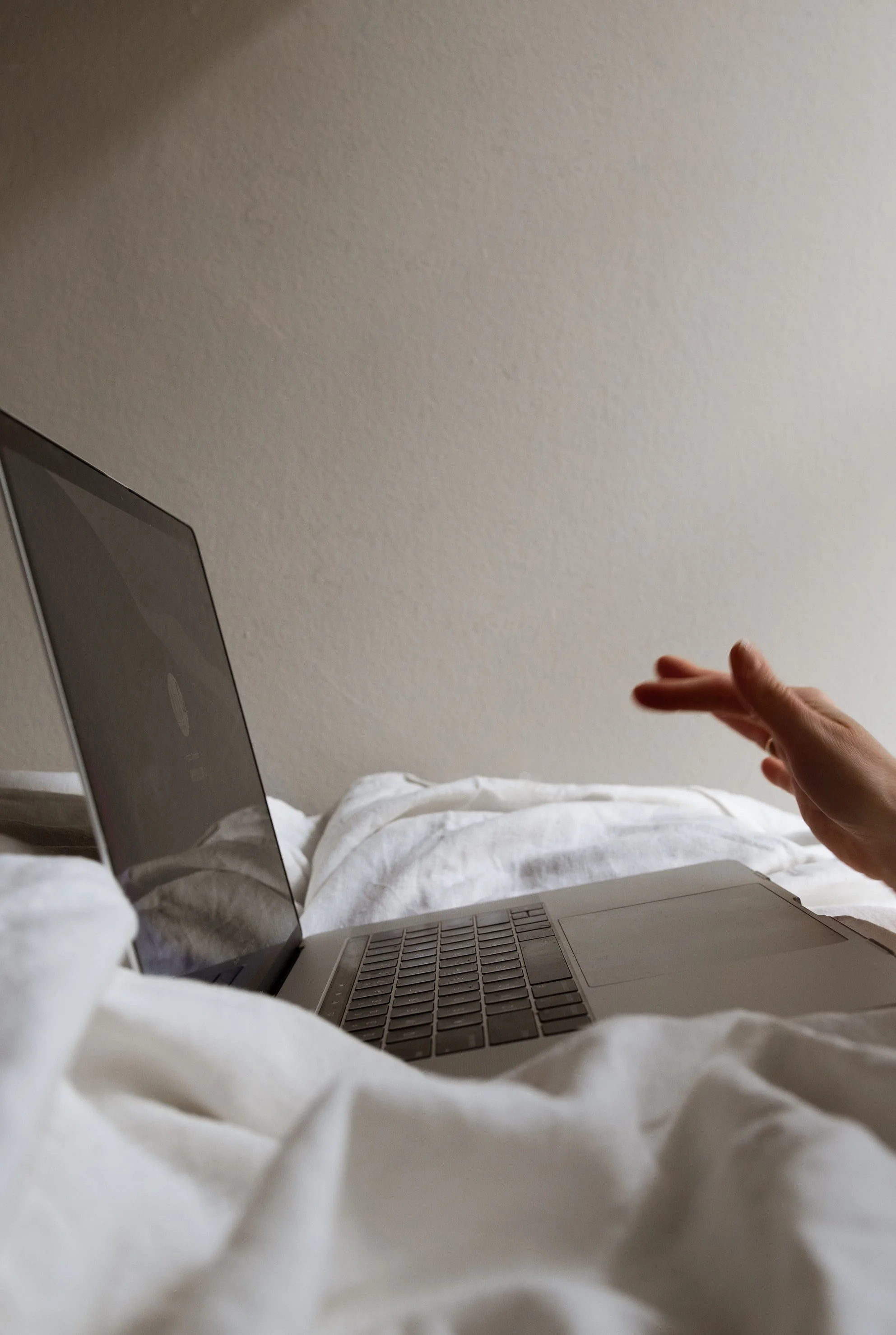 working from home in bed