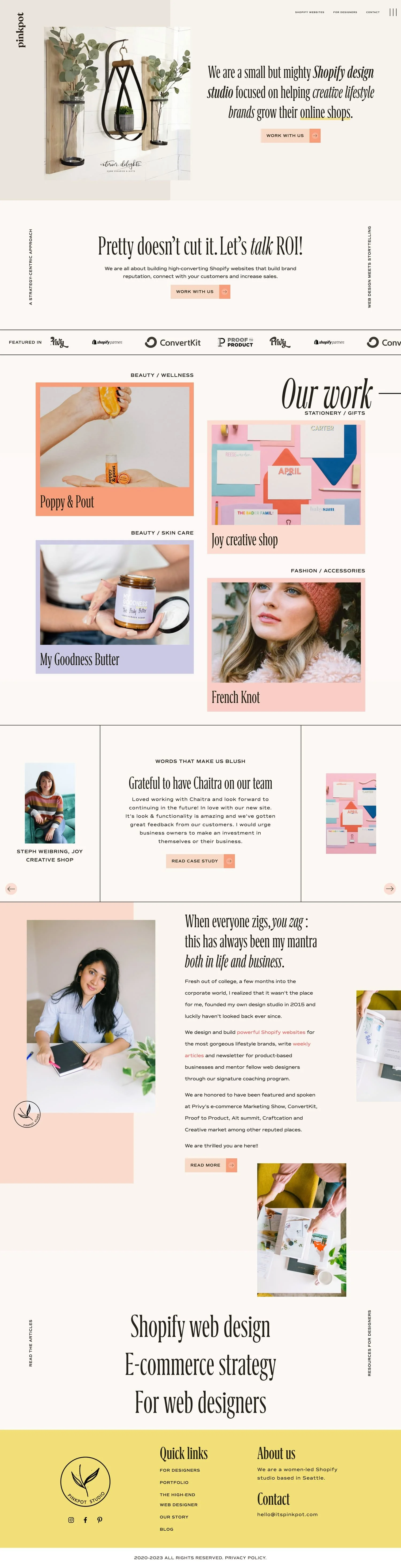 Pink pot studio homepage