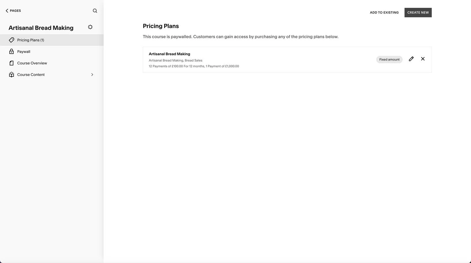 Create multiple pricing plans for one Squarespace course