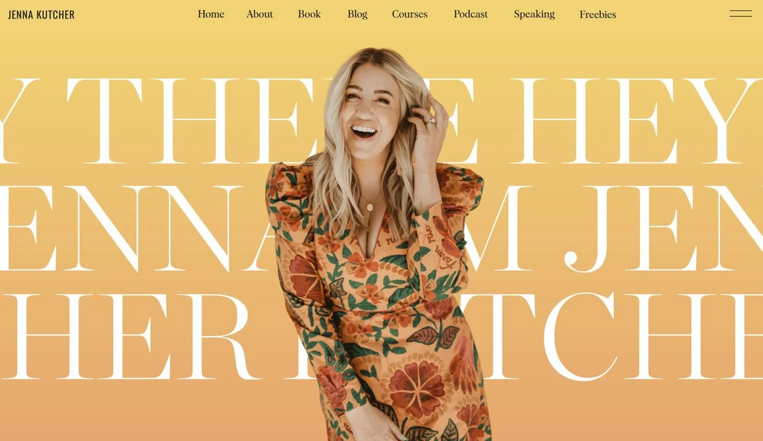 Jenna kutcher website example of mega font