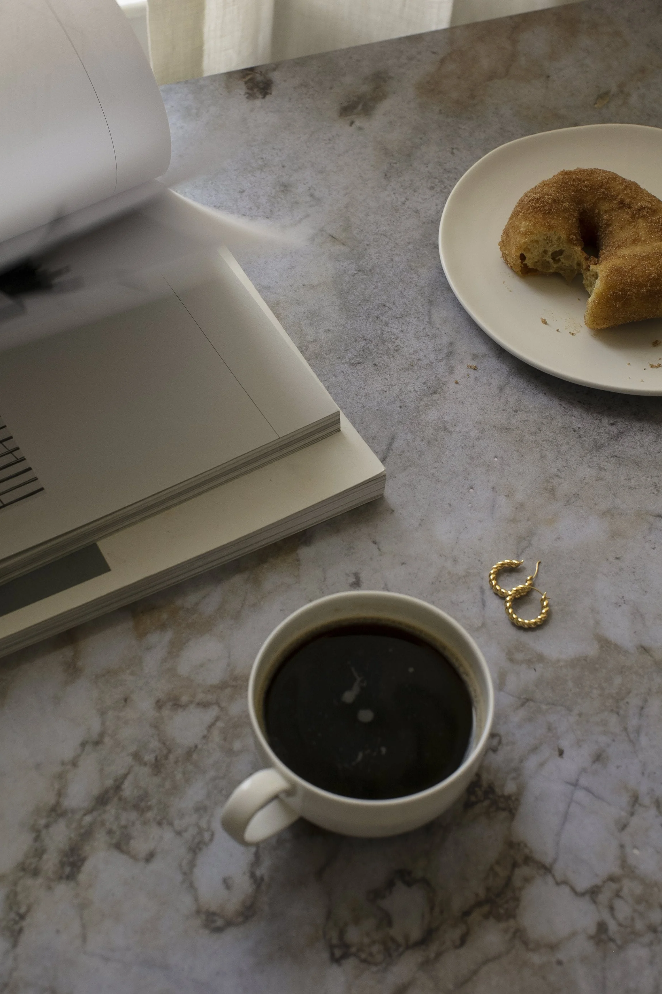 coffee and croissant while working