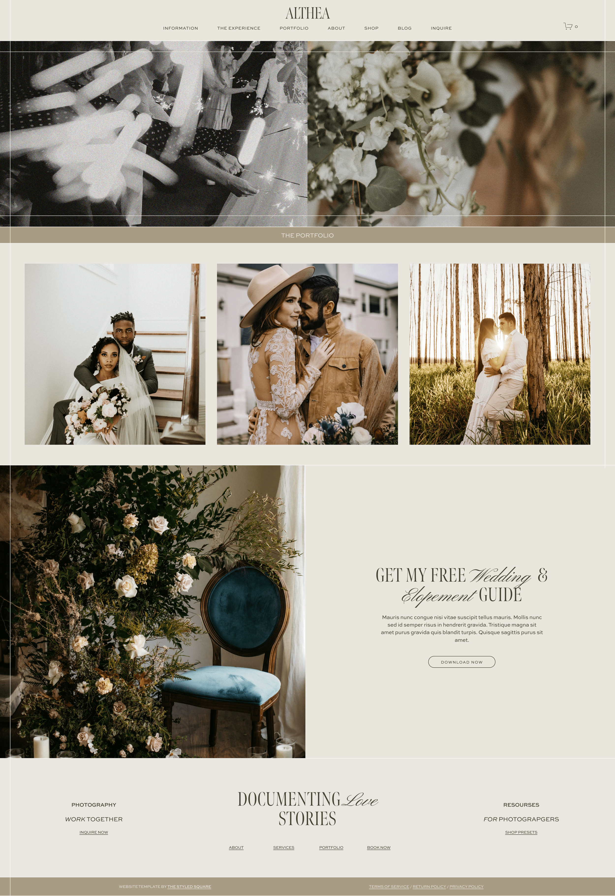 Althea Template's Portfolio page is a perfect example for photographers of how to show their past work