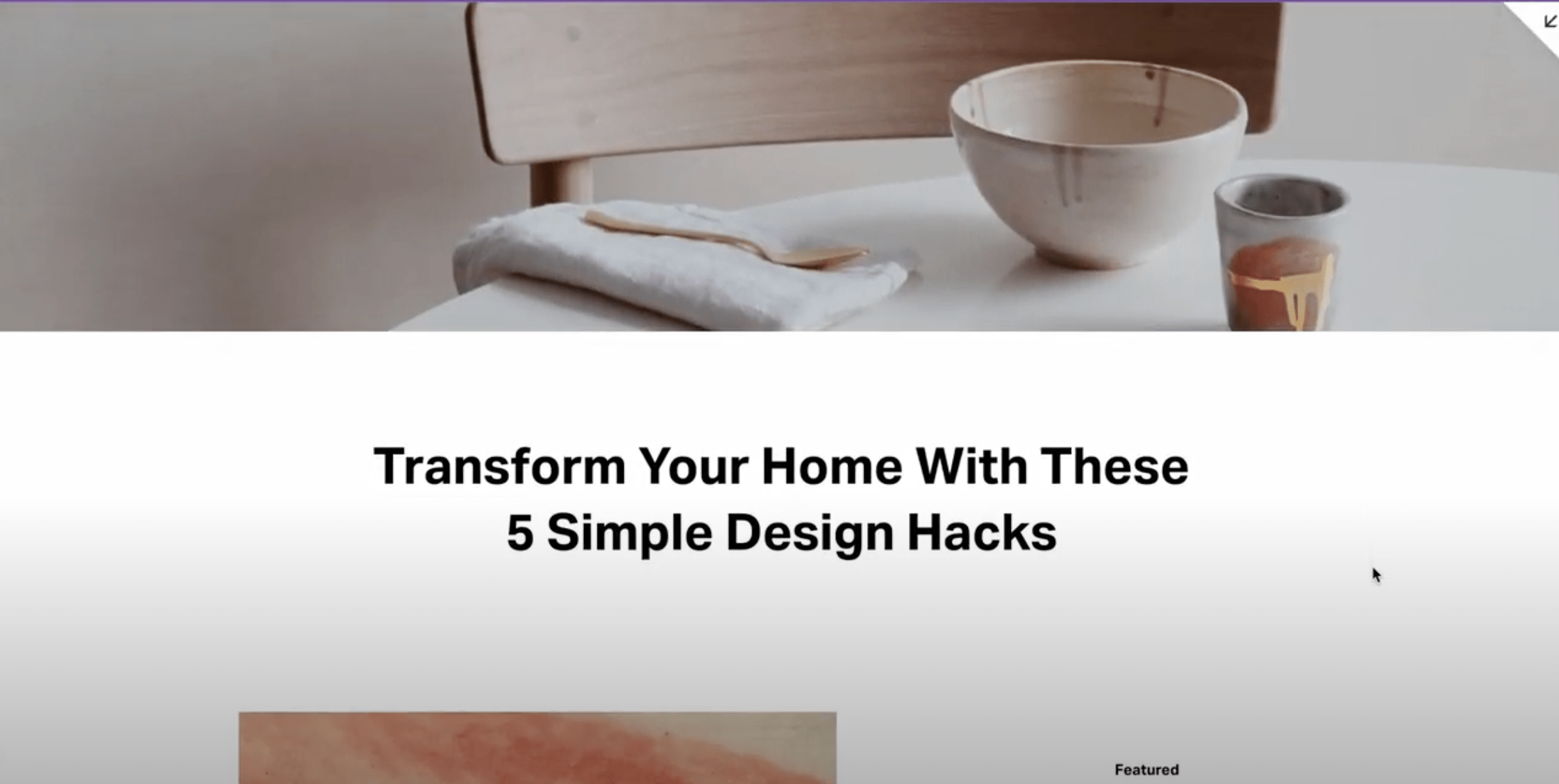 Example of a bold centered text heading on a website page