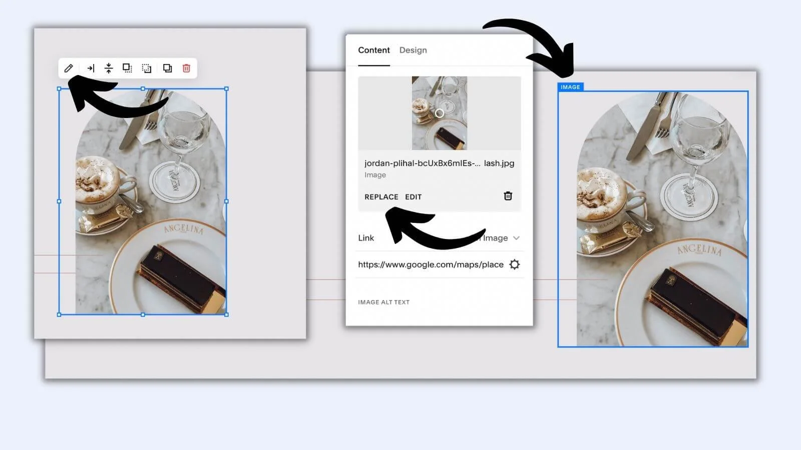Click edit pencil on your image and switch out images