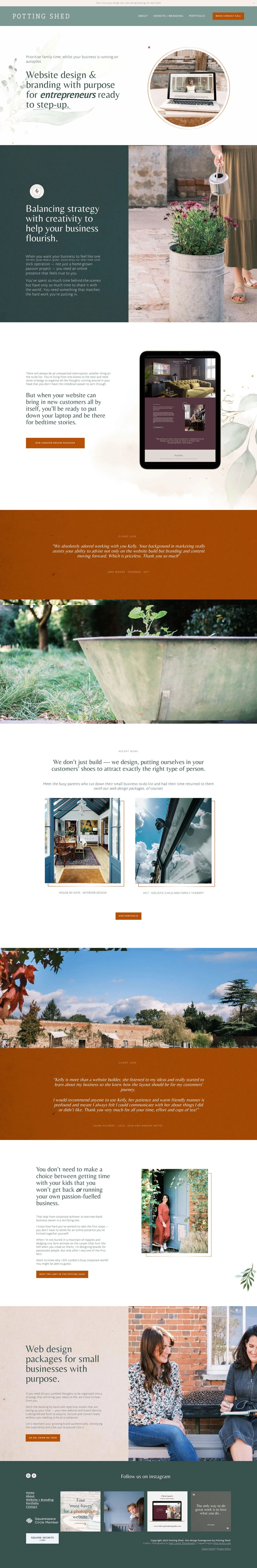 Potting shed online website screen shot