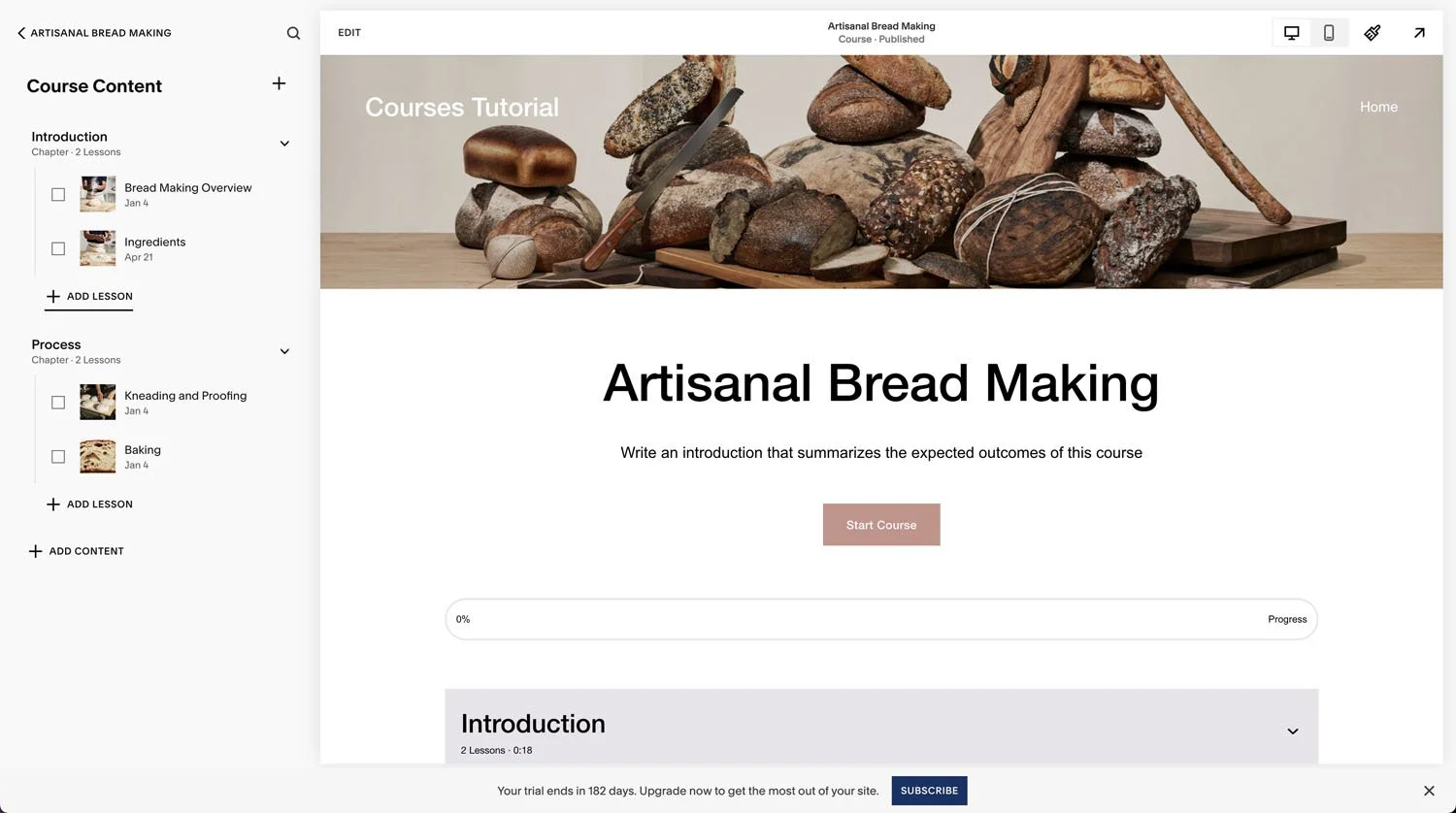 You can add both lessons and chapters to your course