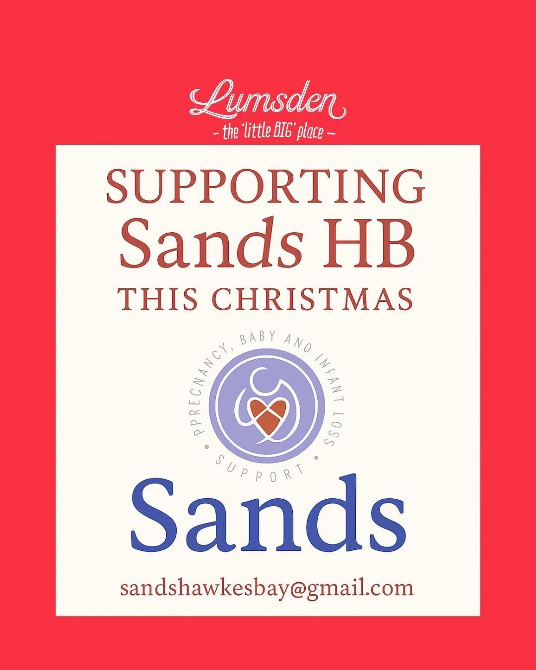 ❤️ Supporting Sands HB This Christmas 

Kia ora whānau,

As we head into the festive season, our Lumsden team once again kindly asks that instead of gifting us Christmas food treats, you consider making a small donation to Sands Hawke&rsquo;s Bay @sa