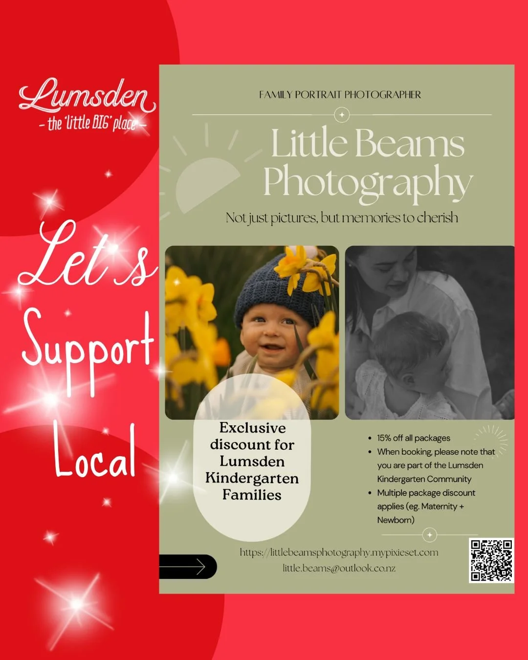 ✨ 𝗦𝘂𝗽𝗽𝗼𝗿𝘁𝗶𝗻𝗴 𝗟𝗼𝗰𝗮𝗹 &ndash; 𝗟𝘂𝗺𝘀𝗱𝗲𝗻 𝗦𝘁𝘆𝗹𝗲 ✨

At Lumsden Kindergarten, we love supporting our incredible local whānau and celebrating the amazing talents within our community. Today, we&rsquo;re delighted to introduce Kate &m