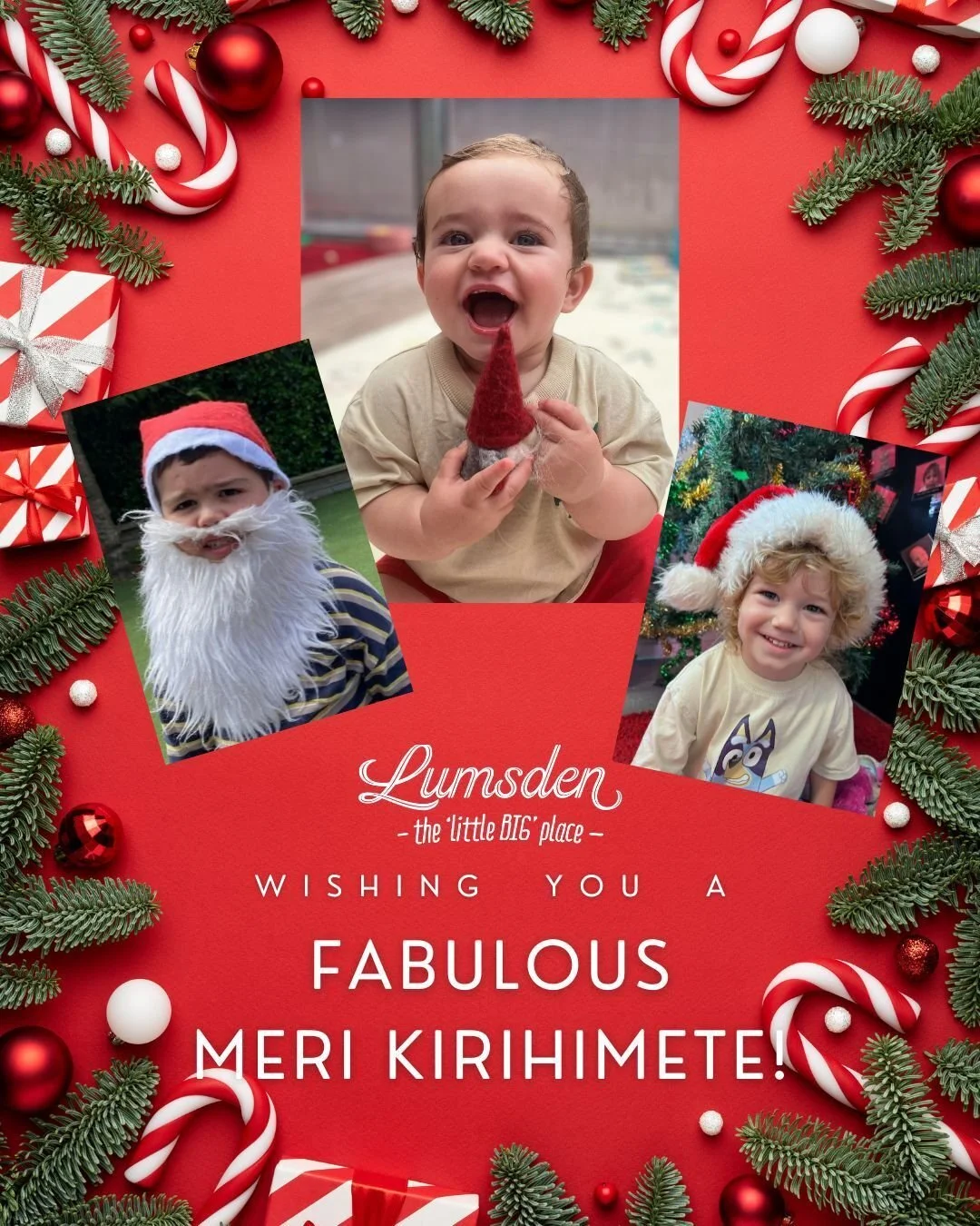 Kia ora whānau,

𝗠𝗲𝗿𝗶 𝗞𝗶𝗿𝗶𝗵𝗶𝗺𝗲𝘁𝗲!

As we prepare to close for the year, we want to take a moment to wish you all a very Merry Christmas and to thank you for an incredible year at Lumsden Kindergarten.

Your tamariki have experienced a y