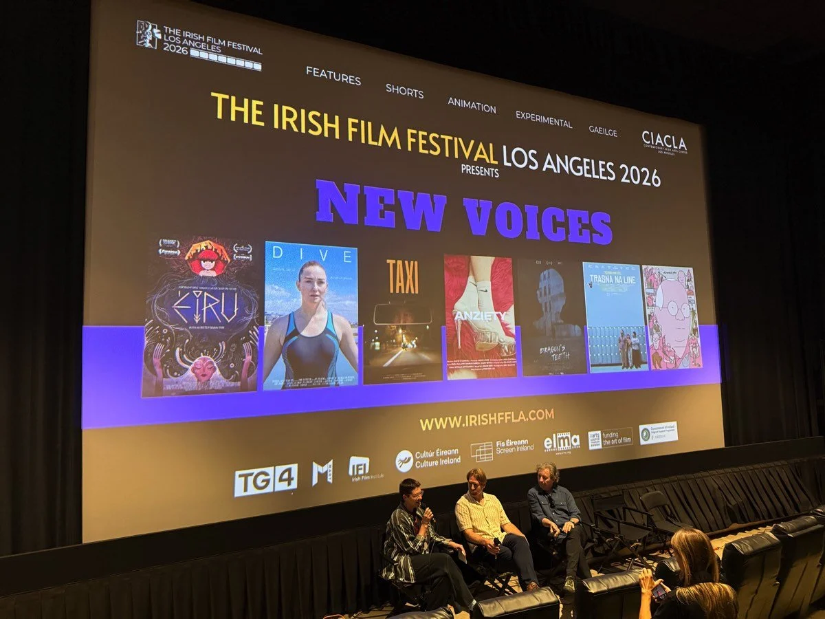 2026 Irish Film Festival Los Angeles, New Voices Shorts Q&A featuring Enda Gallery (Anziety) and Joe Conlon (Dive). 