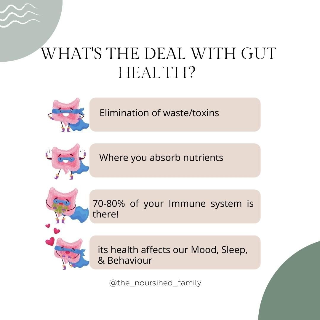 Above is just 4 reasons why considering your and your child's gut health is important, If we support our gut health we can address all these areas having a positive flow-on effect.

Research shows the healthier your child's gut is, the happier they w