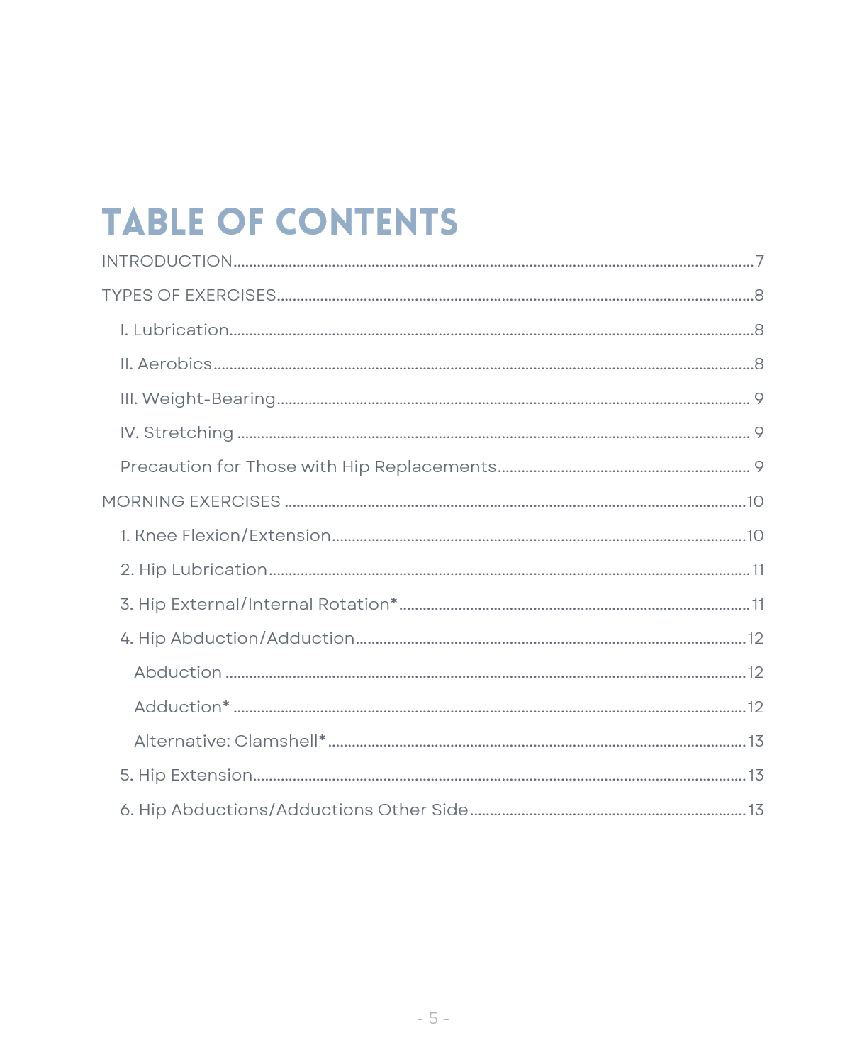 Exercises for Osteoarthritis of the Hip and Knees TABLE OF CONTENTS A.PNG