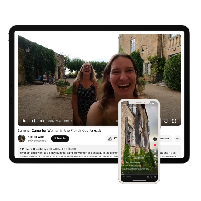 tablet and phone with a video pulled up