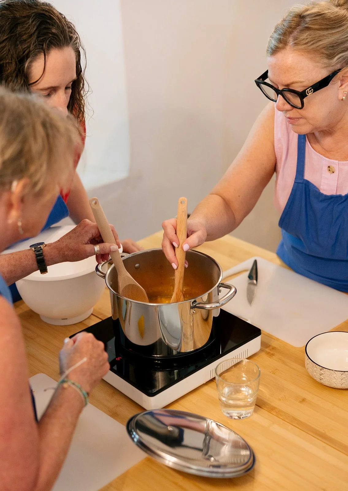 Stirring together at camp.