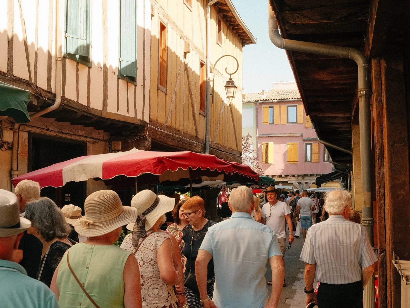 A bustling street on market day.