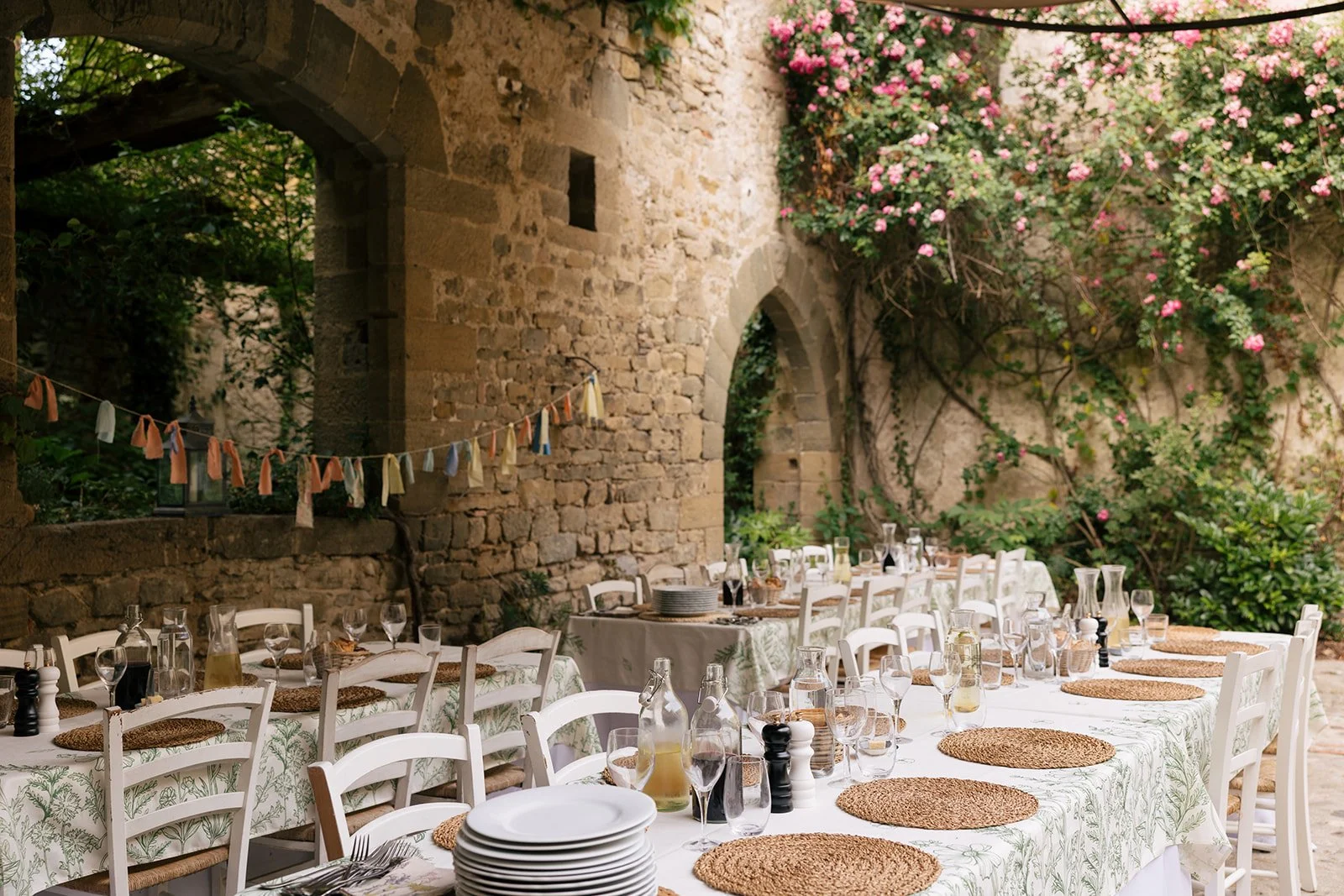 Dinner in a cloister.
