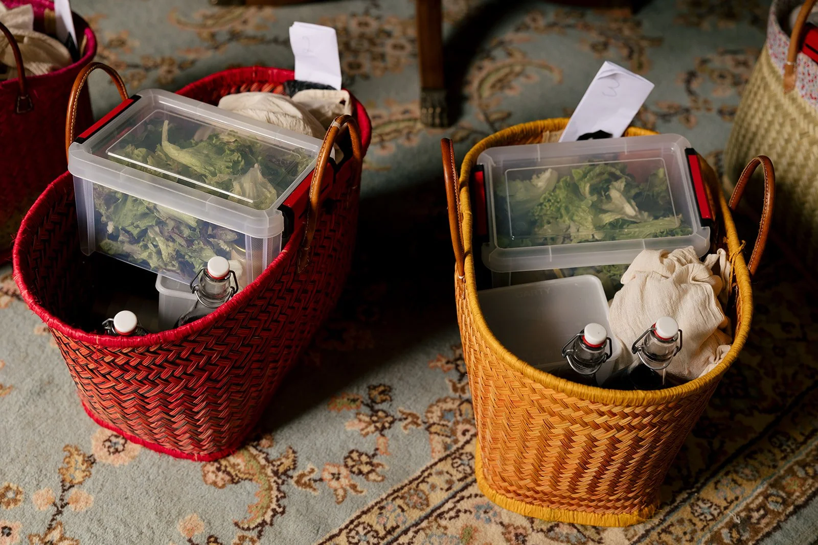 Baskets packed and ready to go.