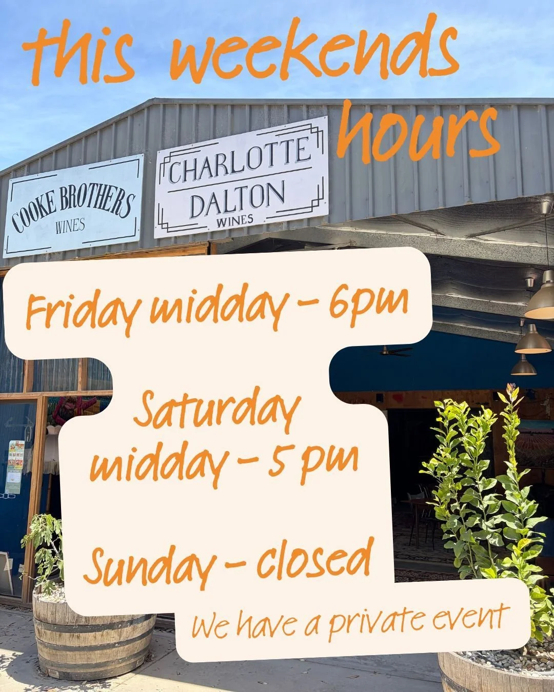 This weekend you can catch us on Friday from midday - closing at 6 pm, Saturday midday until 5 pm and Sunday we are closed as two of our lovely customers are holding a private event in our space.