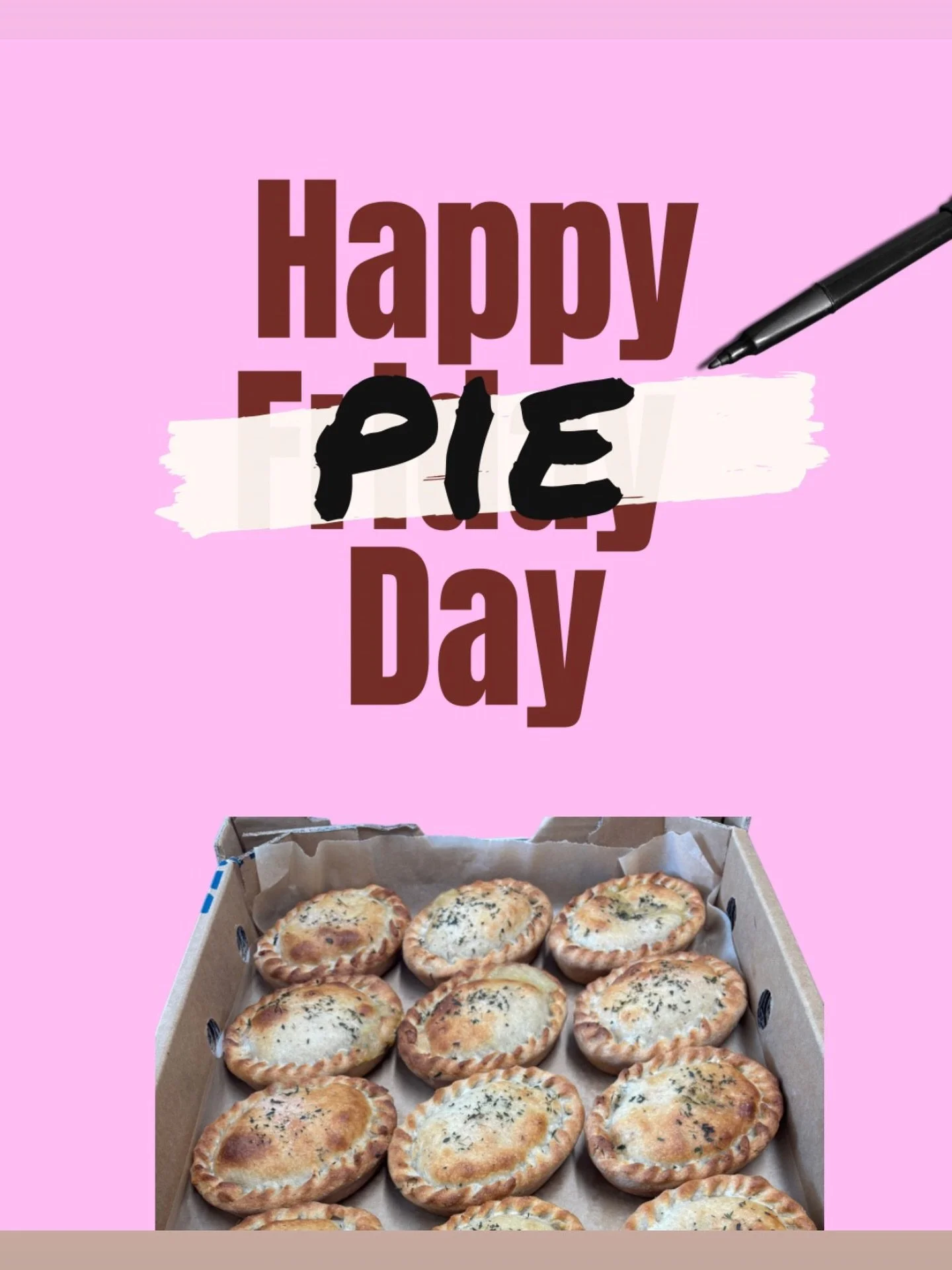 Tomorrow! Pies, pies, pies!

Adrian&rsquo;s pies this week are:
🥧Beef and Mushroom 
🥧 Chicken and Leek 
🥧 Curry Veg and Lentil

🎶 BYO vinyl 
0pen 3 pm until later