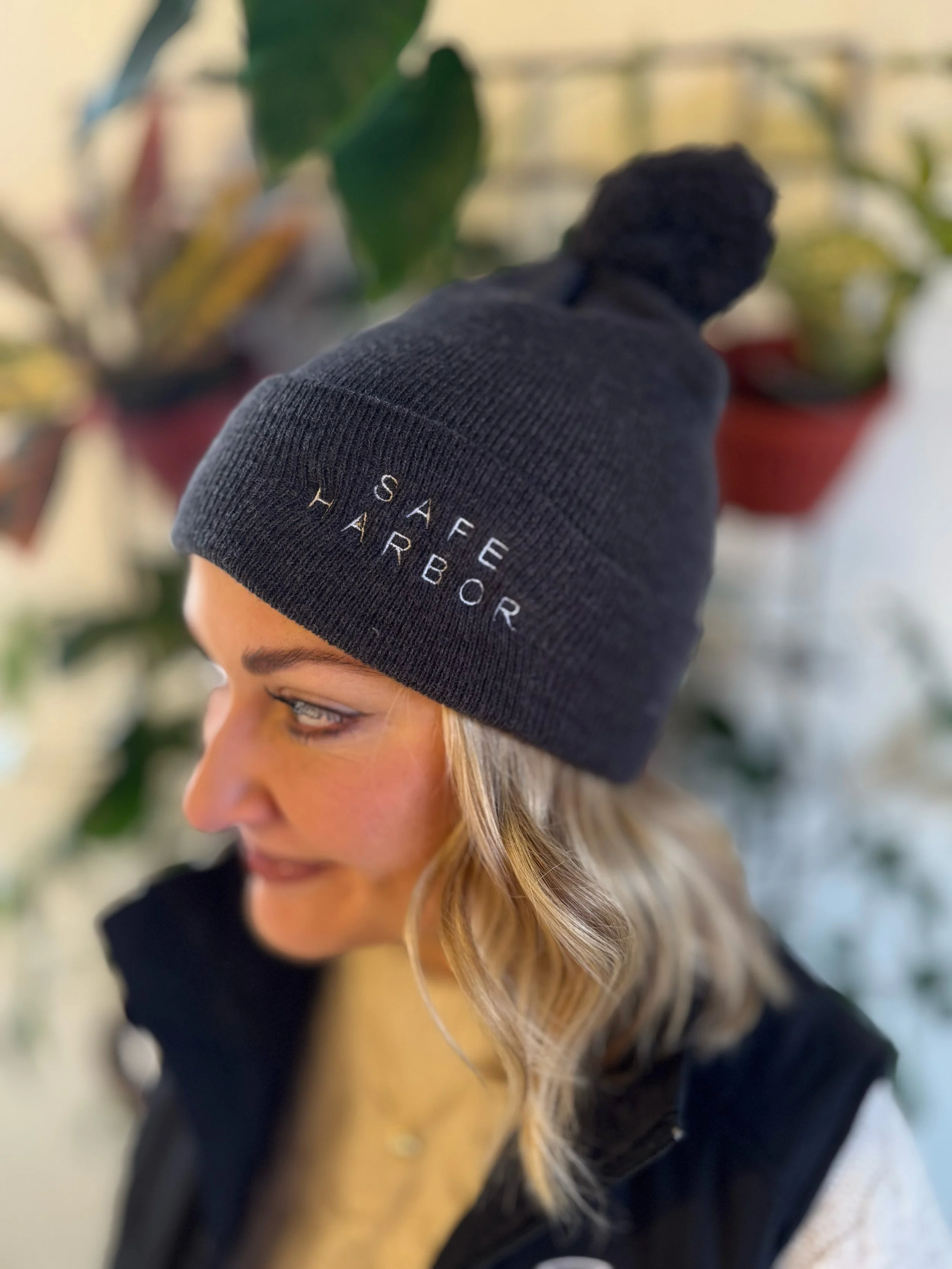 Gray Beanie with Pom-Pom